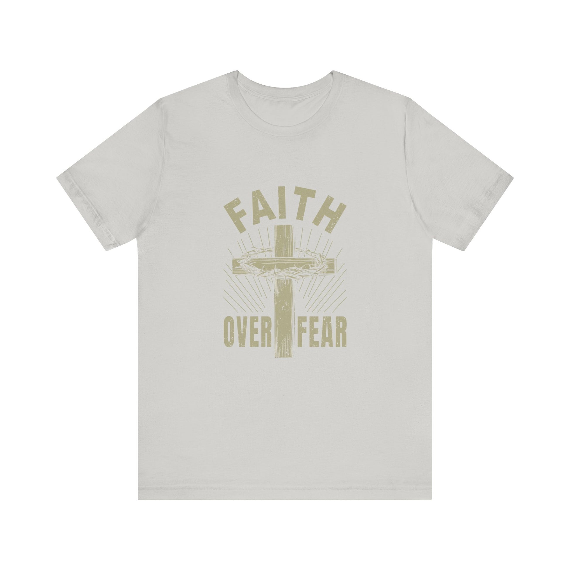 Silver Empowering Message Tee – Faith Over Fear Shirt for Men & Women