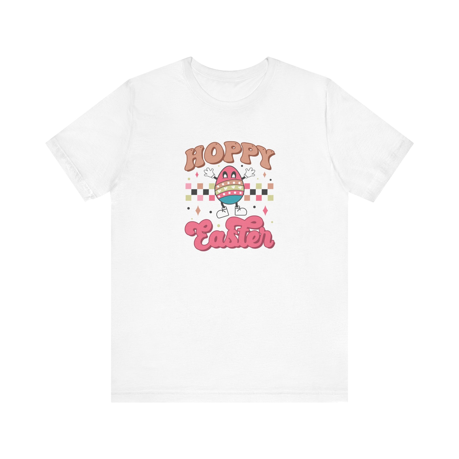 White Pop Culture Easter Shirt – Hoppy Easter Tee for Women