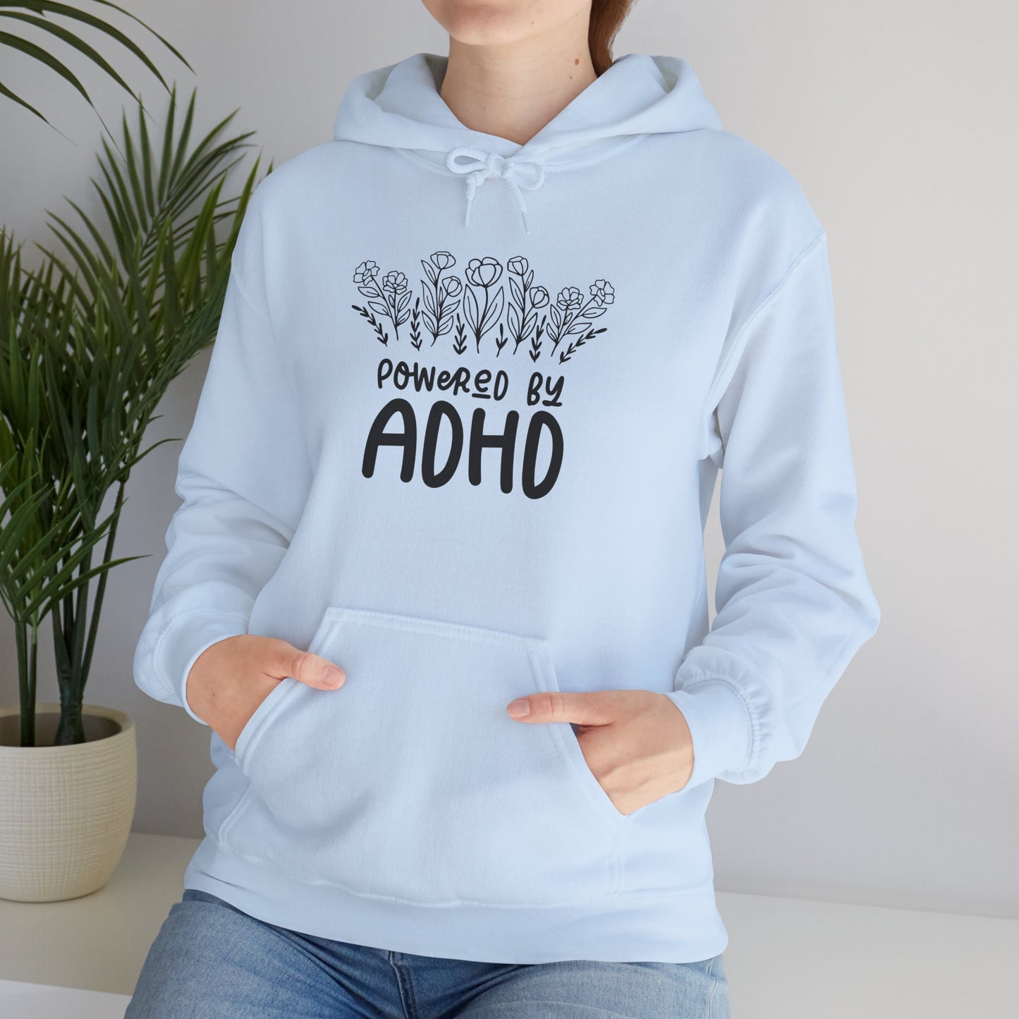 POWERED BY ADHD – Floral Minimalist ADHD Hoodie for Awareness