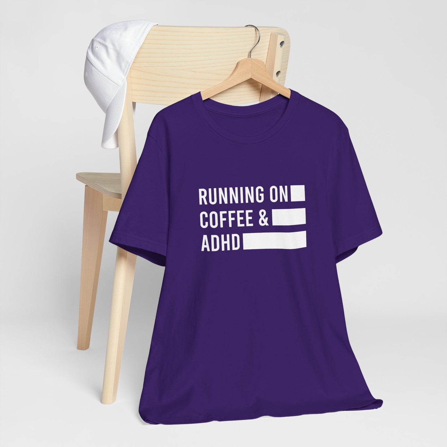 T-Shirt RUNNING ON COFFEE & ADHD – Funny ADHD T-Shirt for Adults