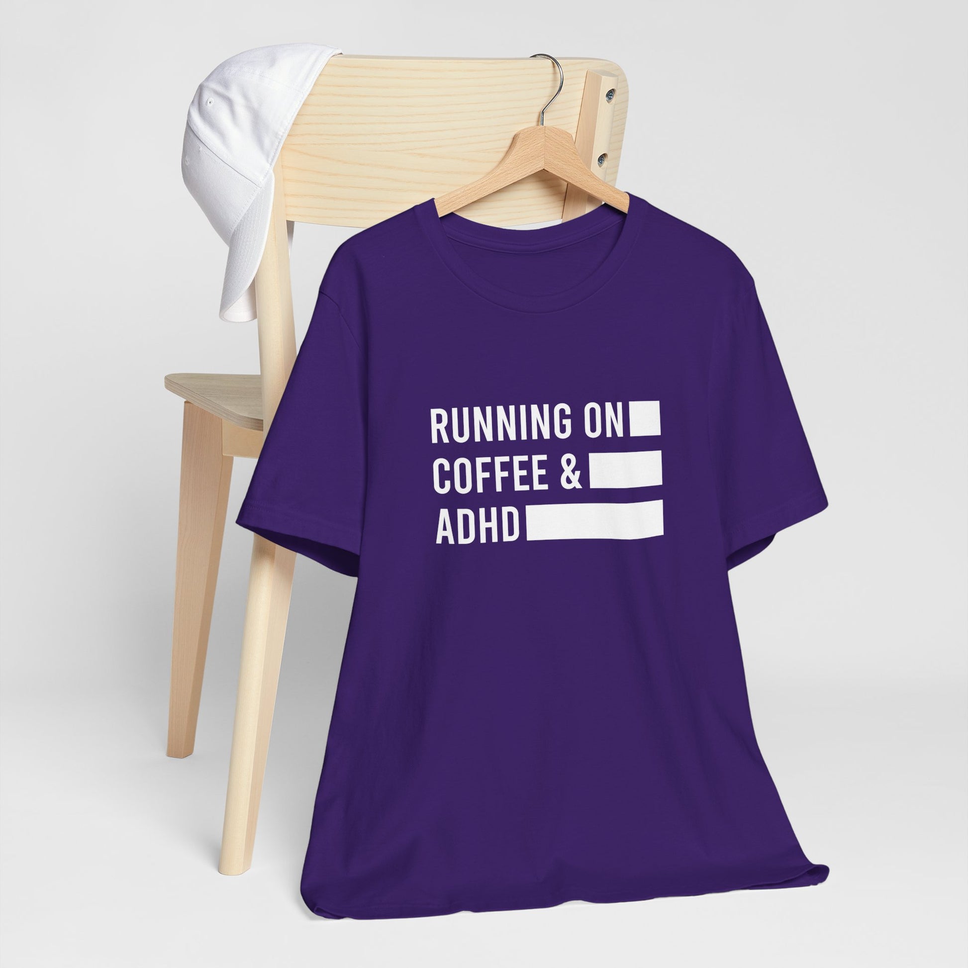 T-Shirt RUNNING ON COFFEE & ADHD – Funny ADHD T-Shirt for Adults