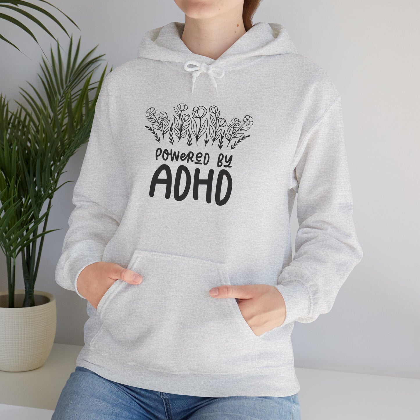POWERED BY ADHD – Floral Minimalist ADHD Hoodie for Awareness
