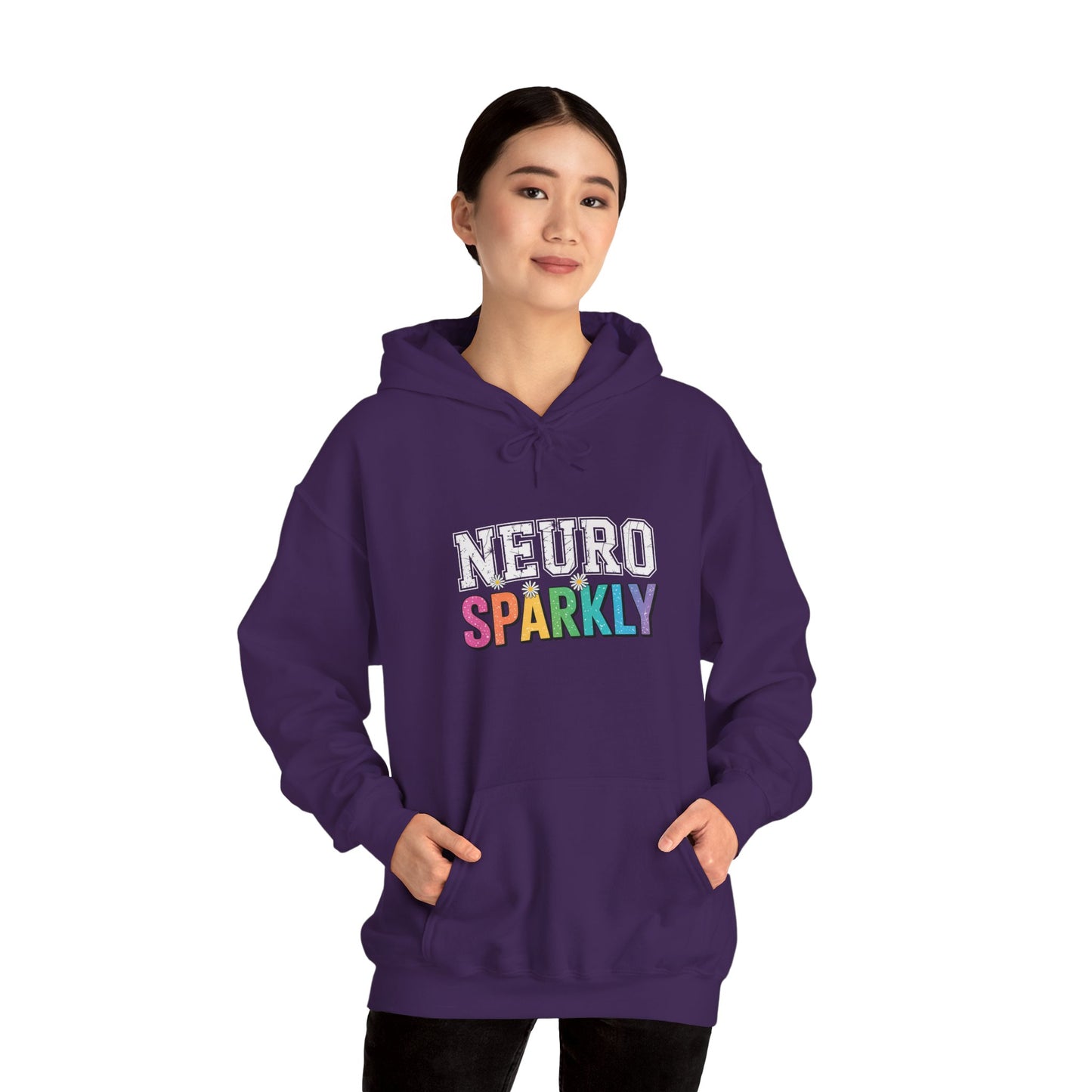 NEURO SPARKLY Autism Hoodie – Bold Varsity Floral Graphic Hoodie
