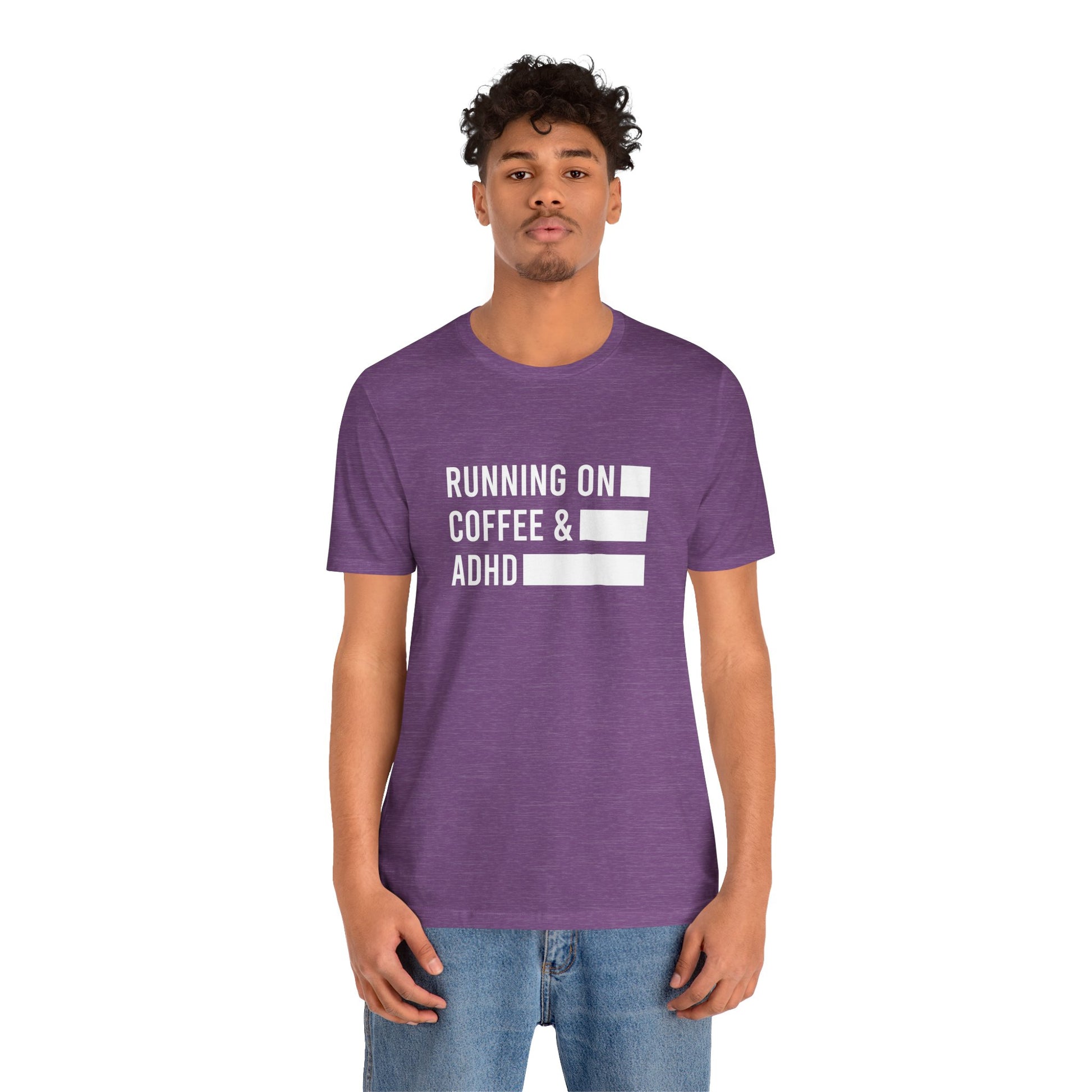 T-Shirt RUNNING ON COFFEE & ADHD – Funny ADHD T-Shirt for Adults