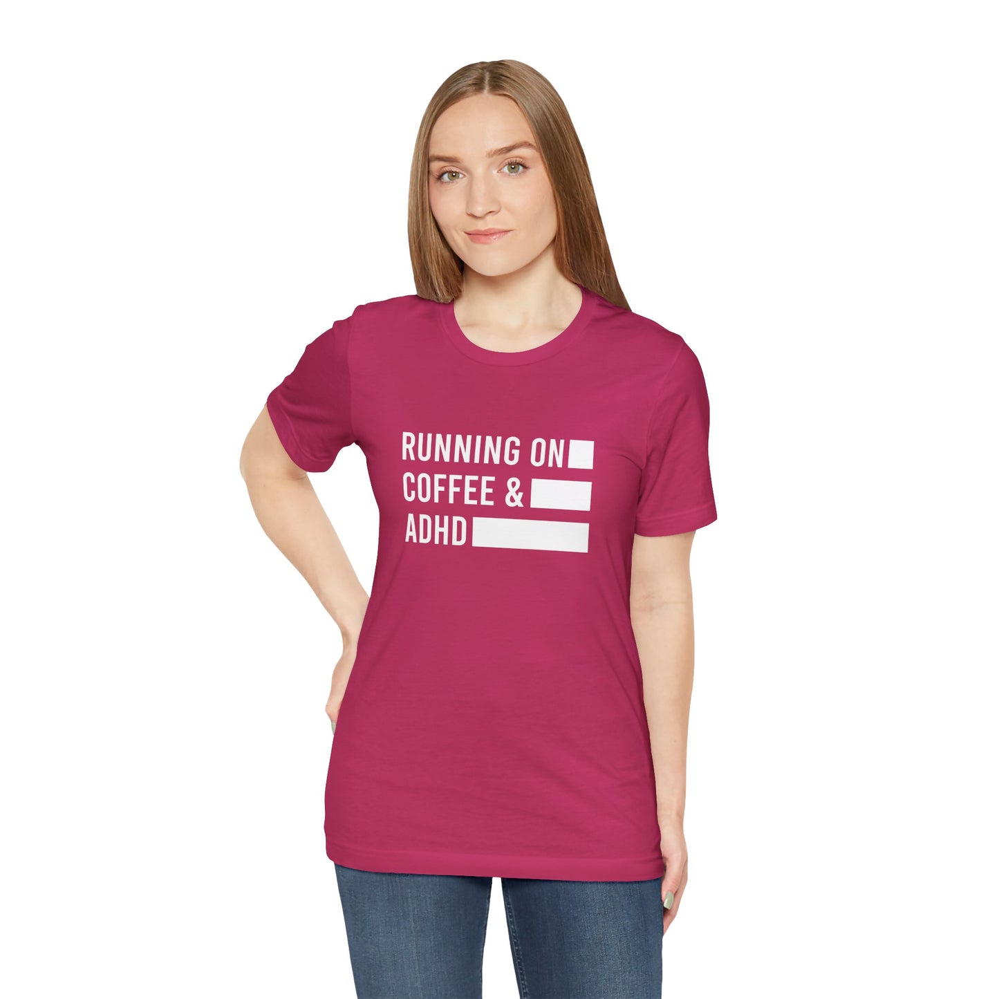 T-Shirt RUNNING ON COFFEE & ADHD – Funny ADHD T-Shirt for Adults