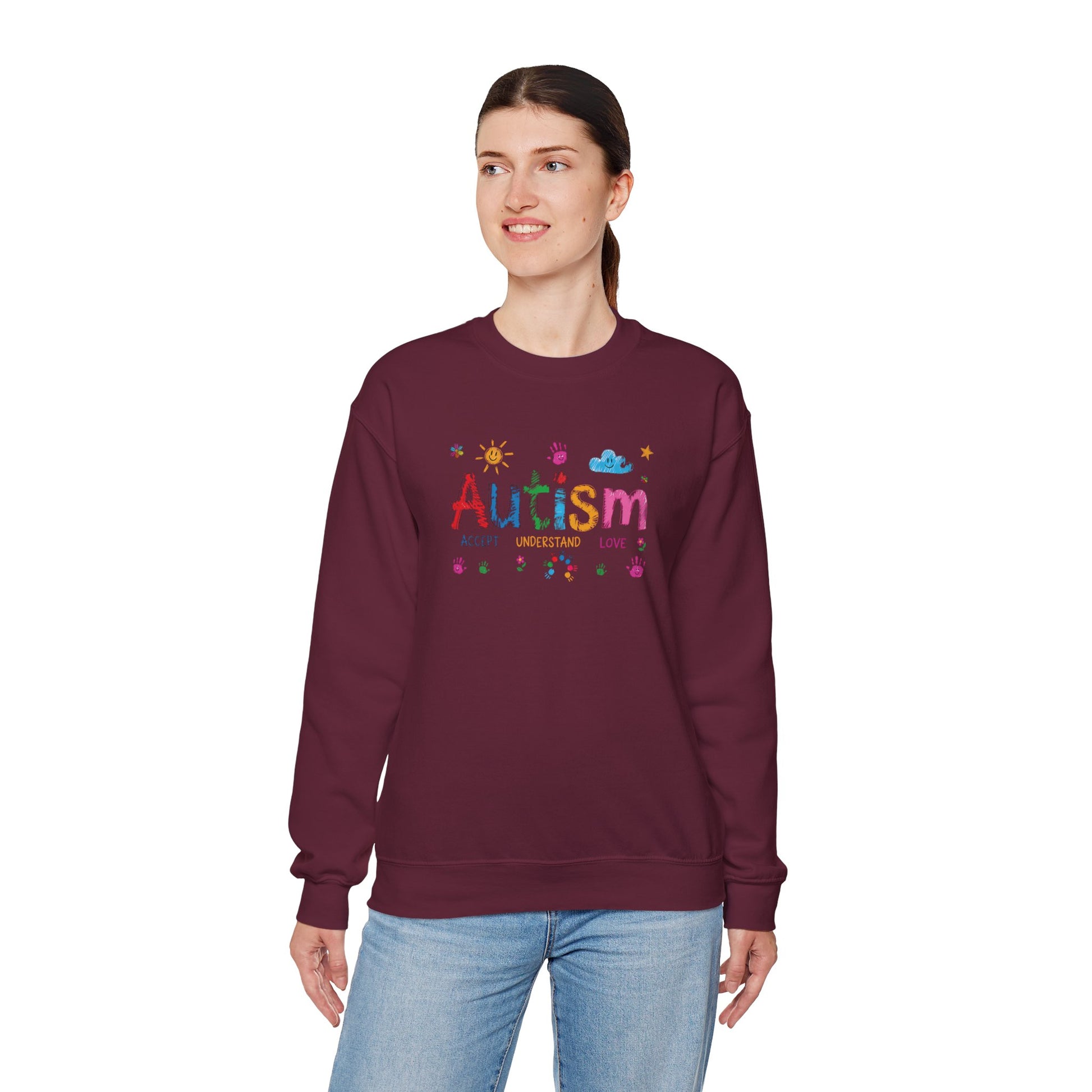 Sweatshirt Accept Understand Love Autism Sweatshirt with Playful Design