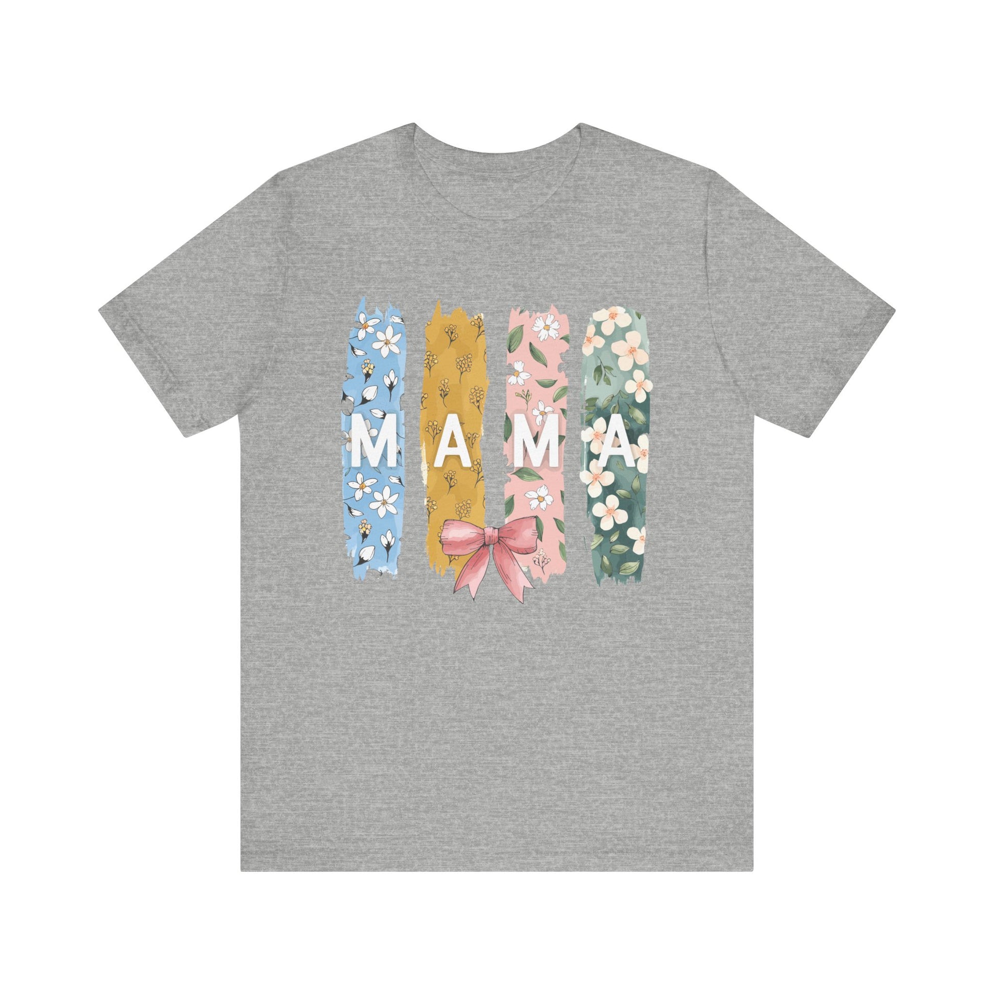 Athletic Heather Mama – Colorful Floral Mom’s Day Shirt for Stylish Moms