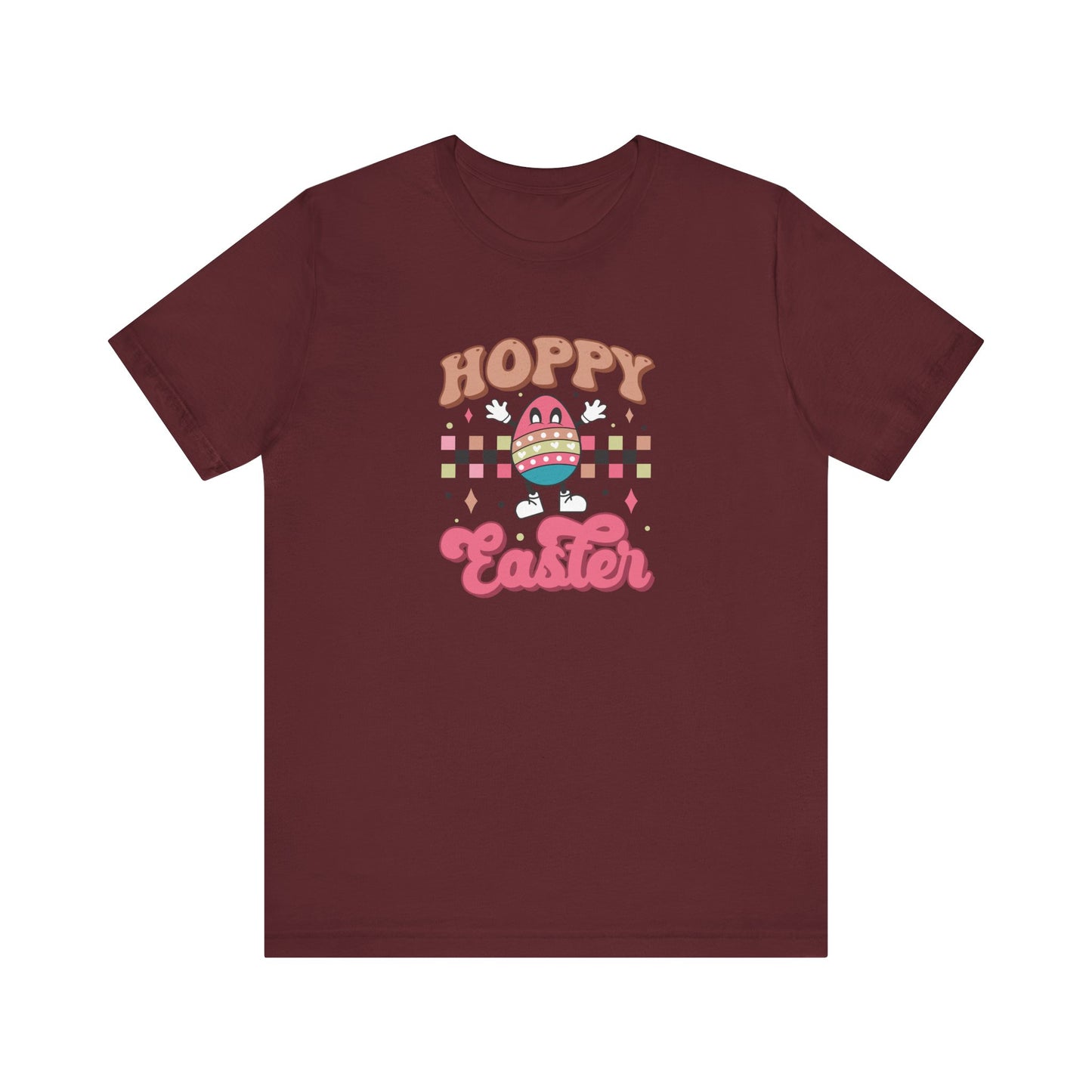 Maroon Pop Culture Easter Shirt – Hoppy Easter Tee for Women