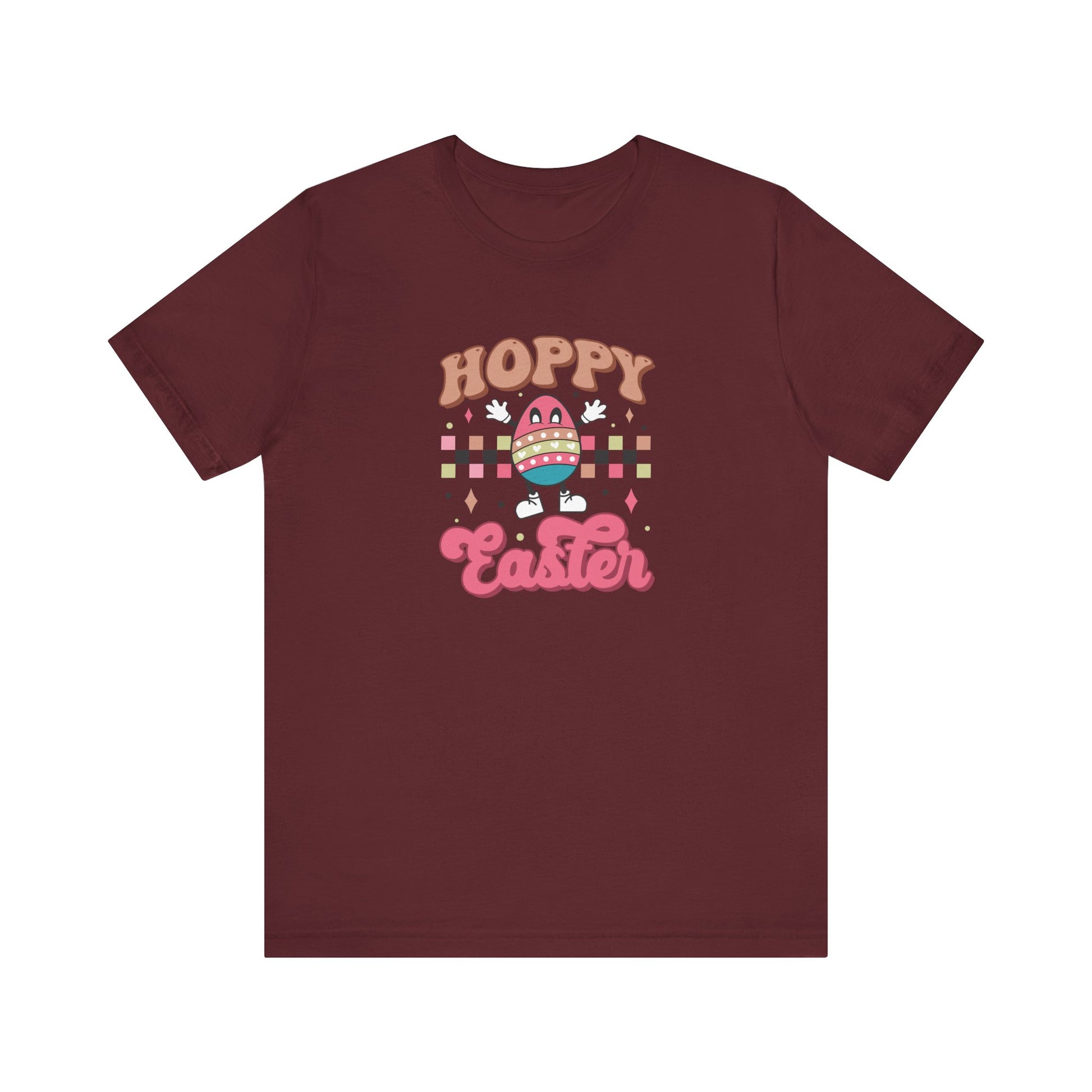 Maroon Pop Culture Easter Shirt – Hoppy Easter Tee for Women