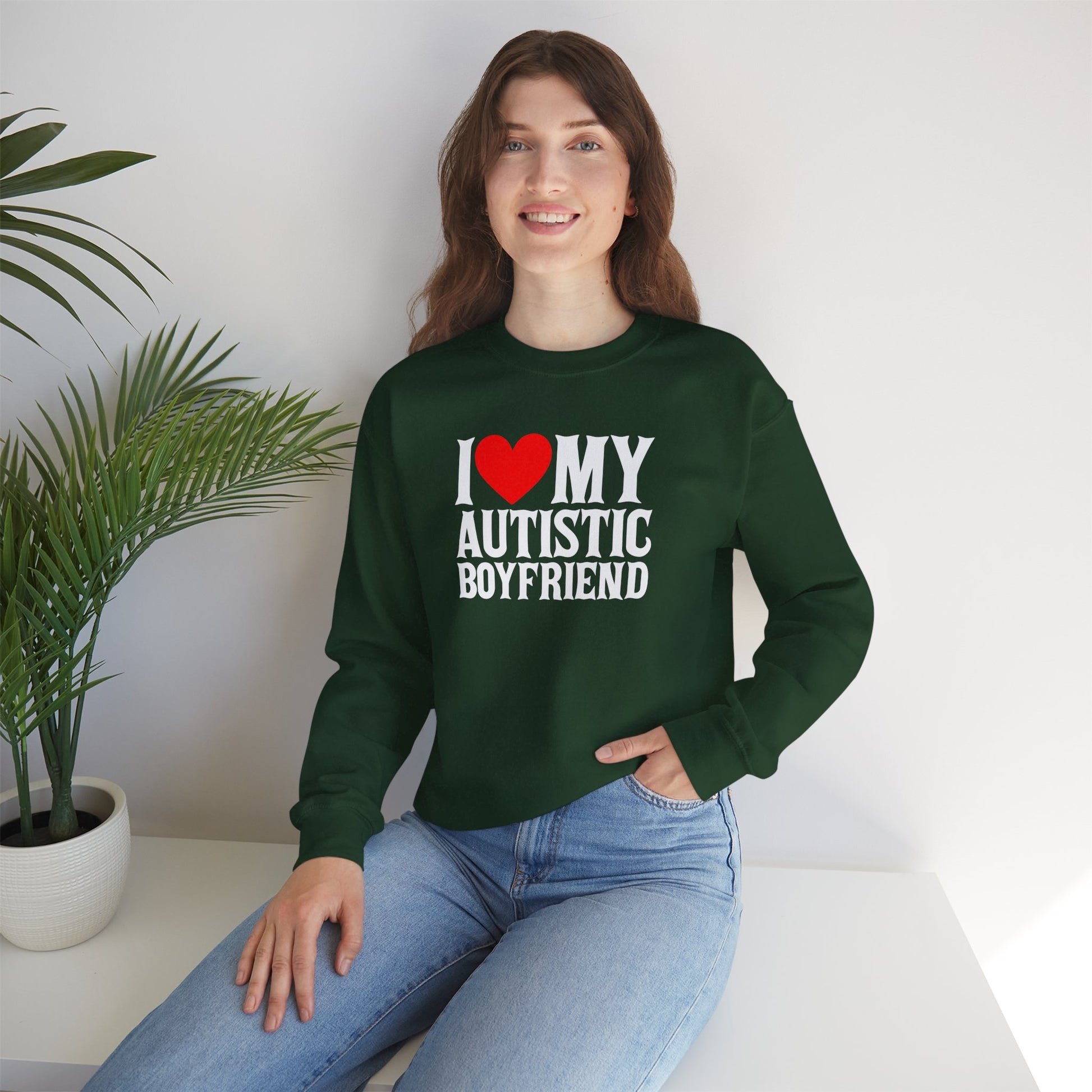 Sweatshirt I Love My Autistic Boyfriend Autism Sweatshirt for Women
