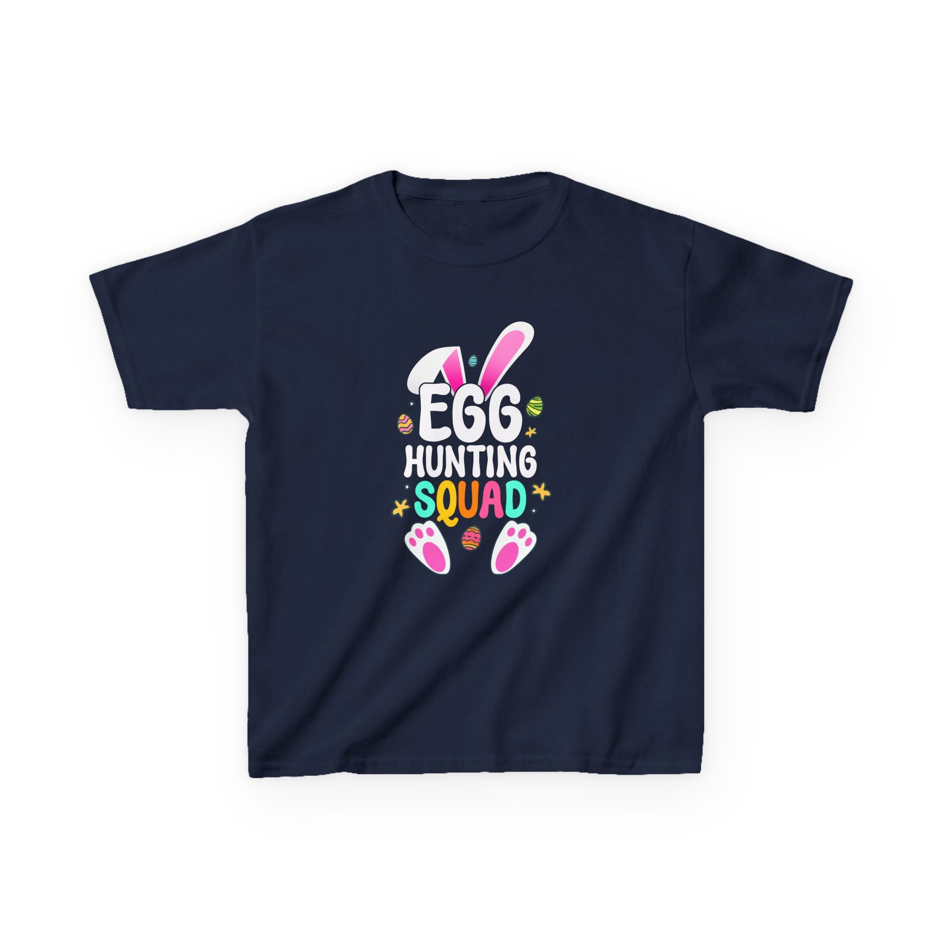 Navy Egg Hunting Squad Kids Tee | Matching Easter Shirt for Families