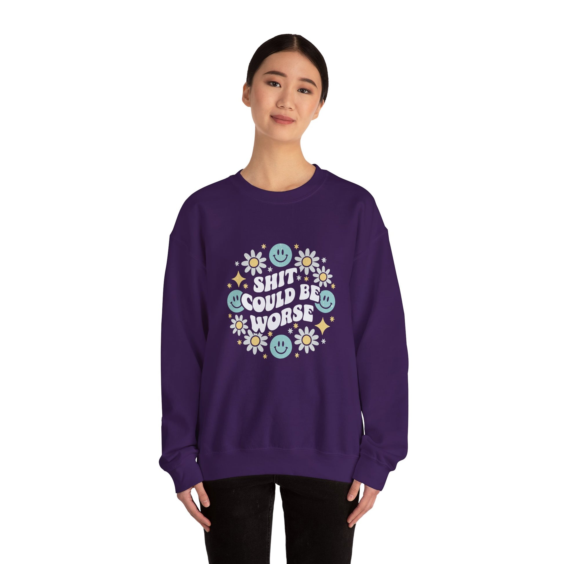 Shit Could Be Worse – Purple Mental Health Sweatshirt for Women & Men
