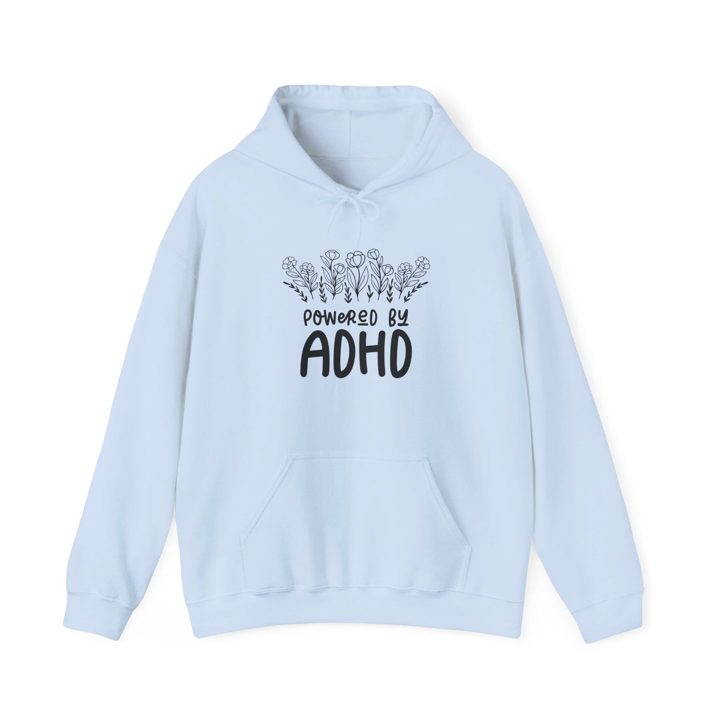 POWERED BY ADHD – Floral Minimalist ADHD Hoodie for Awareness