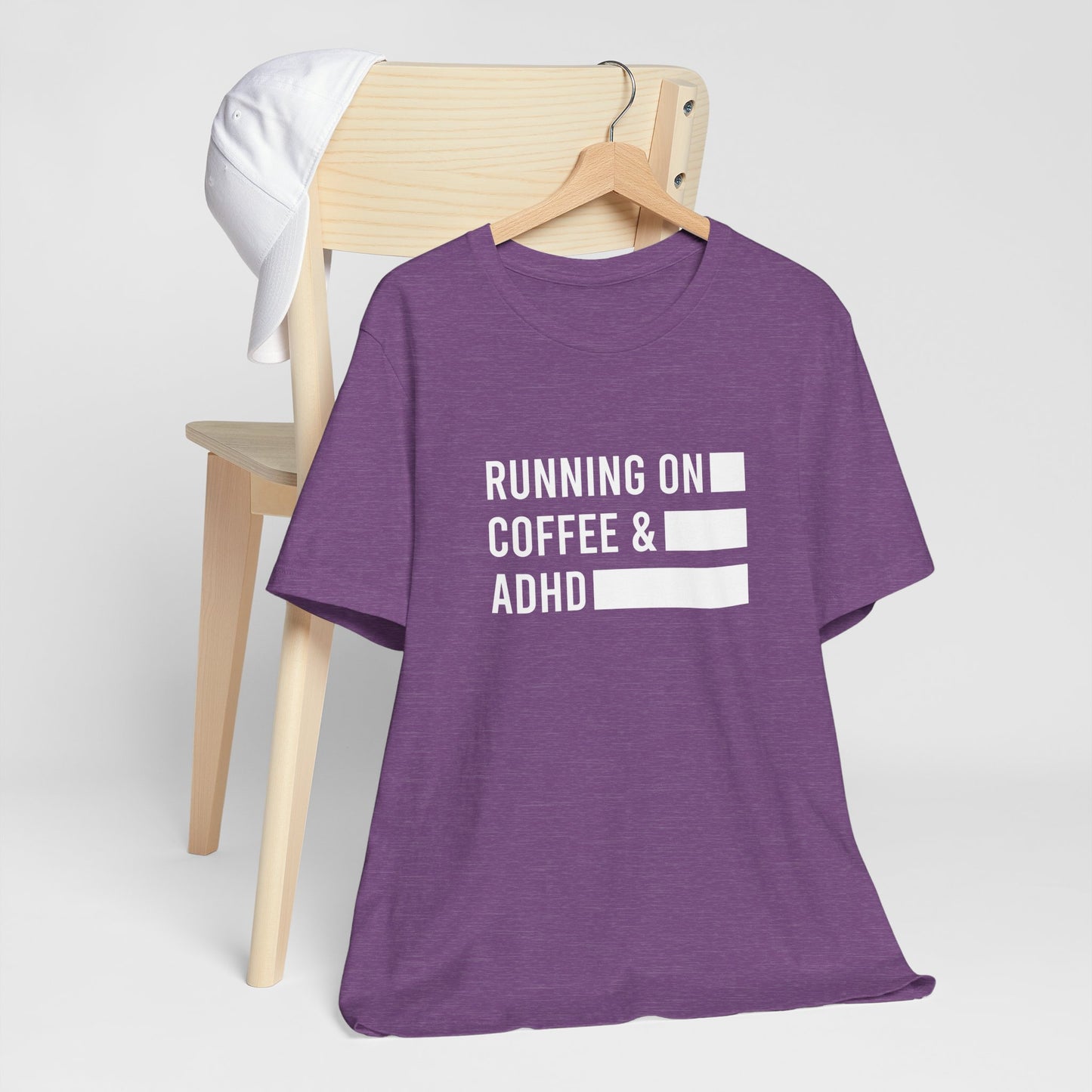 T-Shirt RUNNING ON COFFEE & ADHD – Funny ADHD T-Shirt for Adults