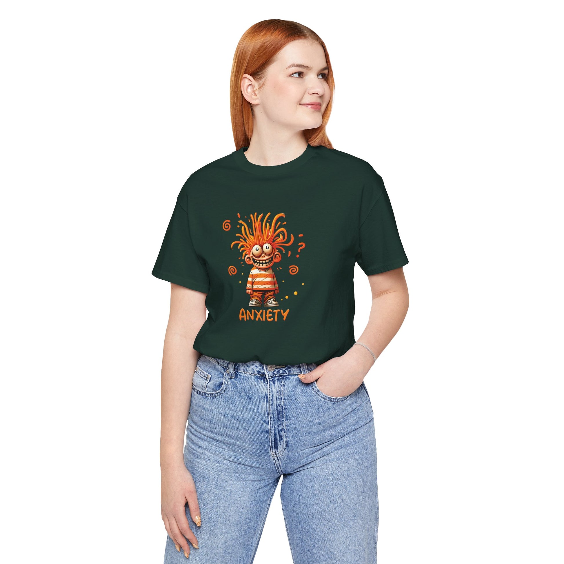 T-Shirt ANXIETY Cartoon Funny Anxiety Shirt — Mental Health Graphic Tee