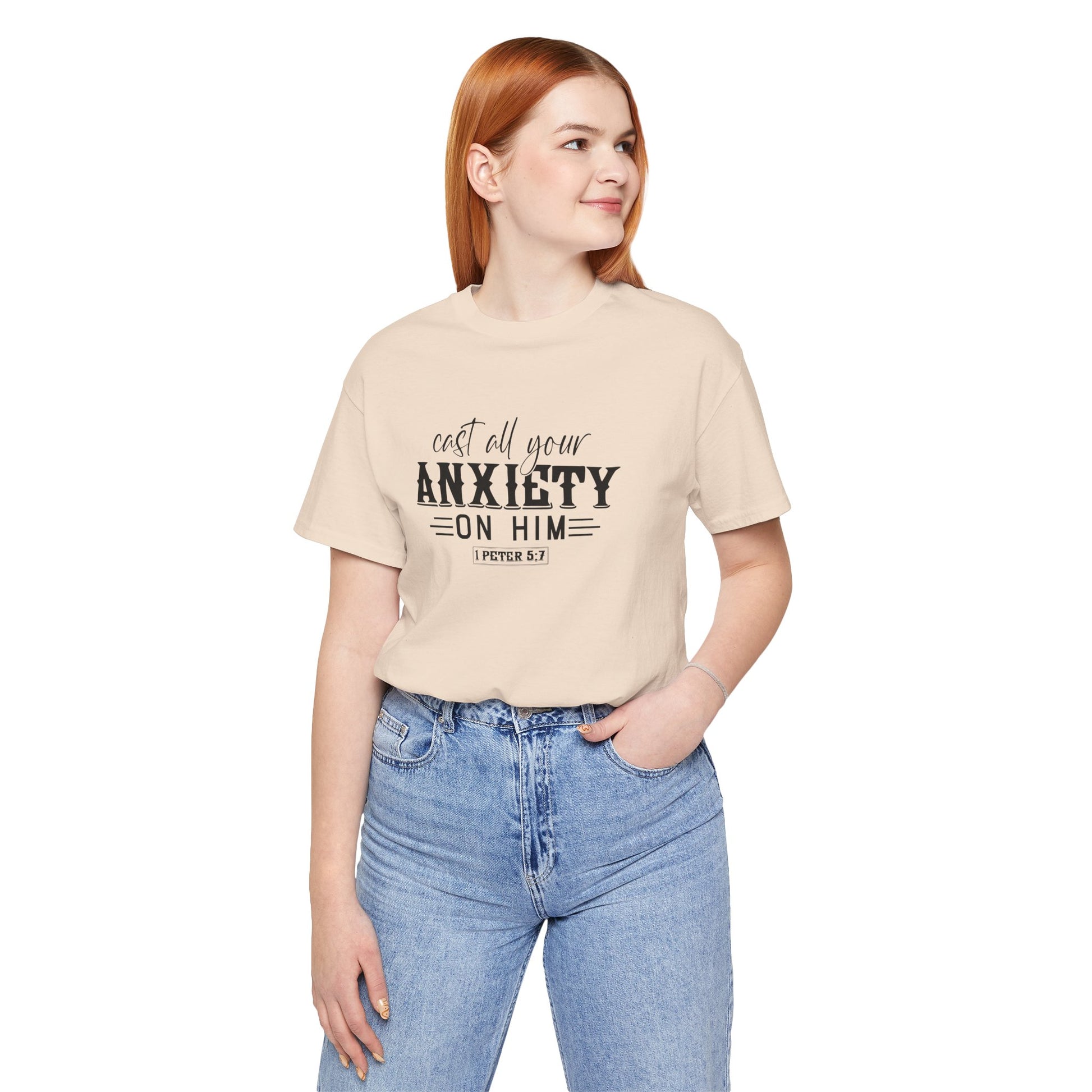 T-Shirt Cast All Your Anxiety on Him Anxiety Shirt – Christian Bible Verse Tee
