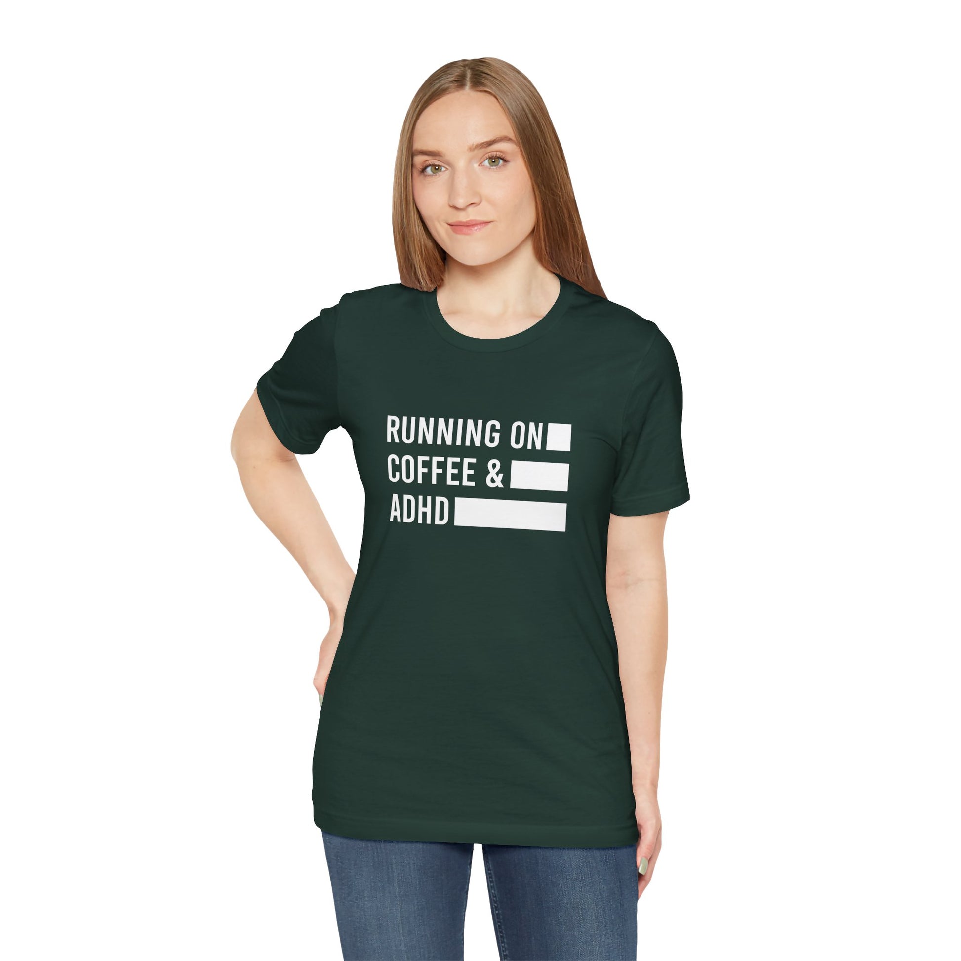 T-Shirt RUNNING ON COFFEE & ADHD – Funny ADHD T-Shirt for Adults