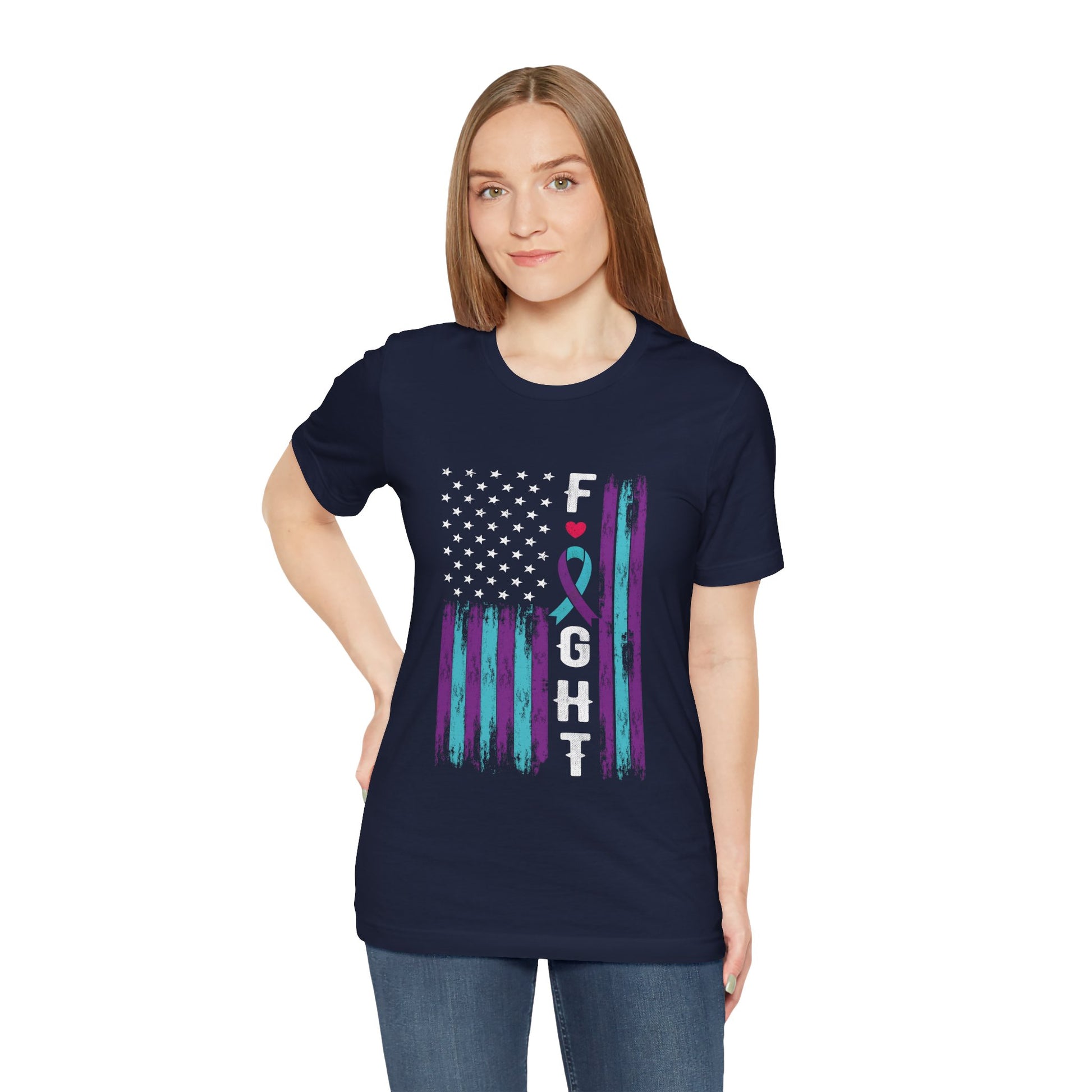 Fight – Navy American Flag Suicide Awareness Shirt for Men & Women