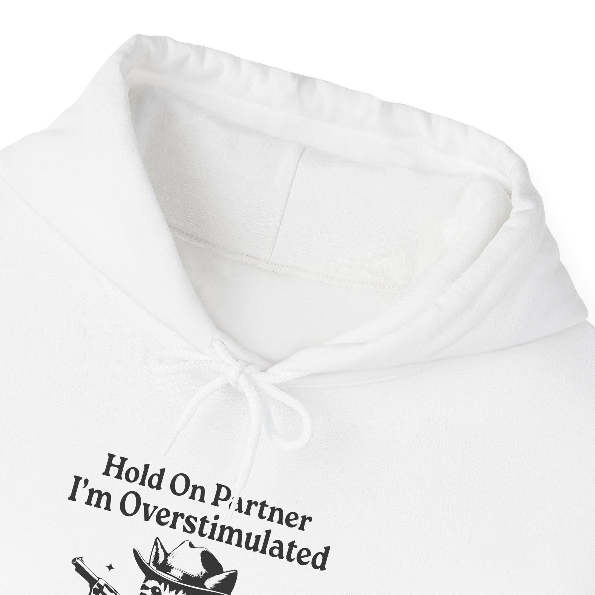 Hoodie Hold On Partner I’m Overstimulated Hoodie – Funny ADHD Cat Hoodie