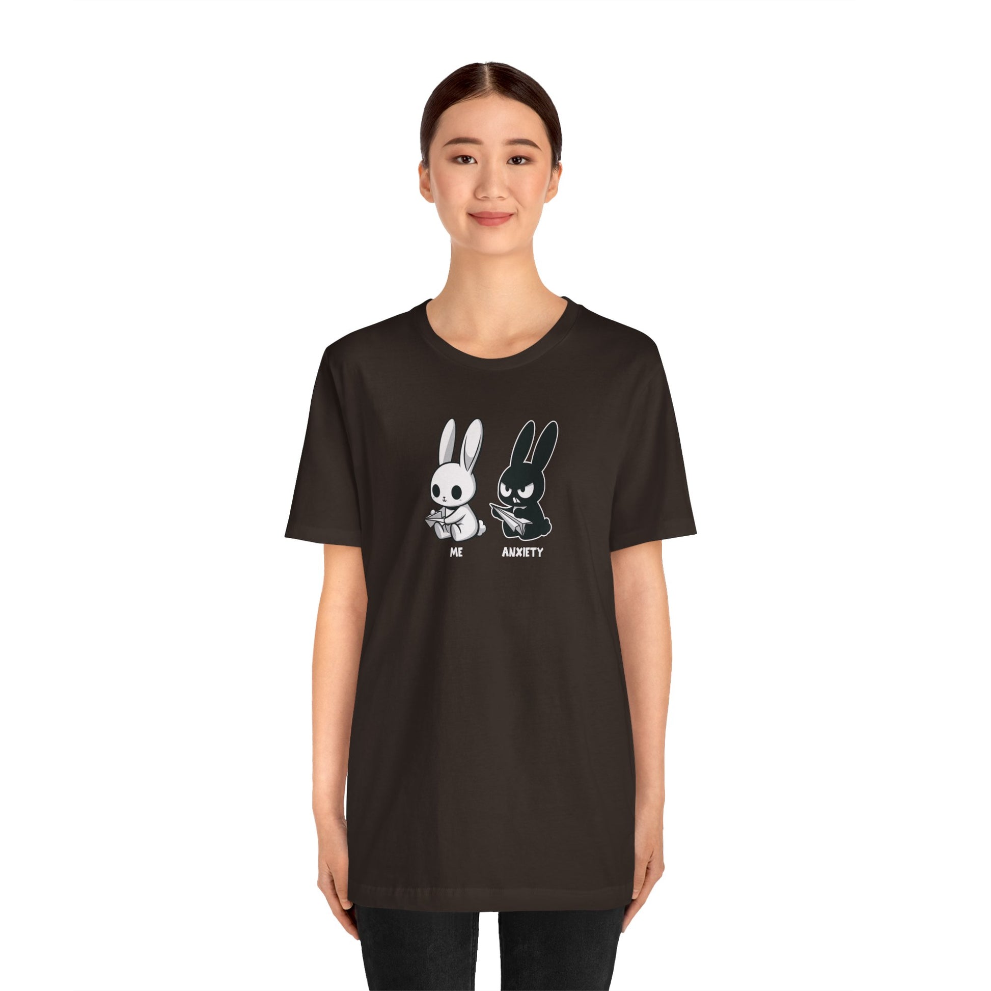 T-Shirt ME vs ANXIETY Rabbit Shirt – Funny Anxiety Shirt for Animal Lovers