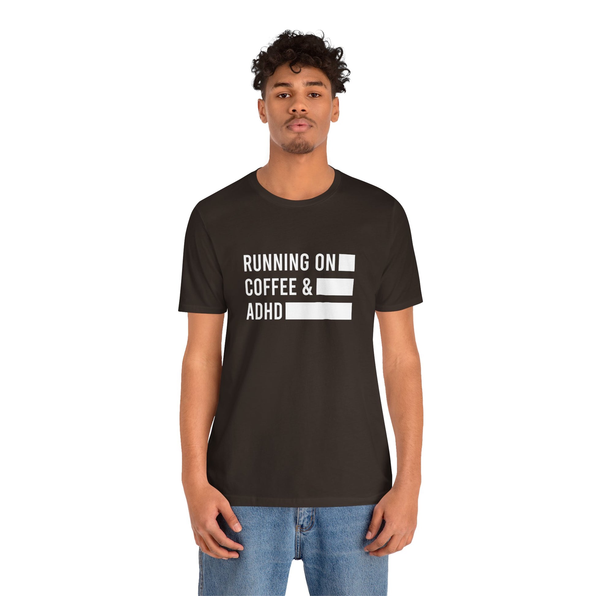 T-Shirt RUNNING ON COFFEE & ADHD – Funny ADHD T-Shirt for Adults