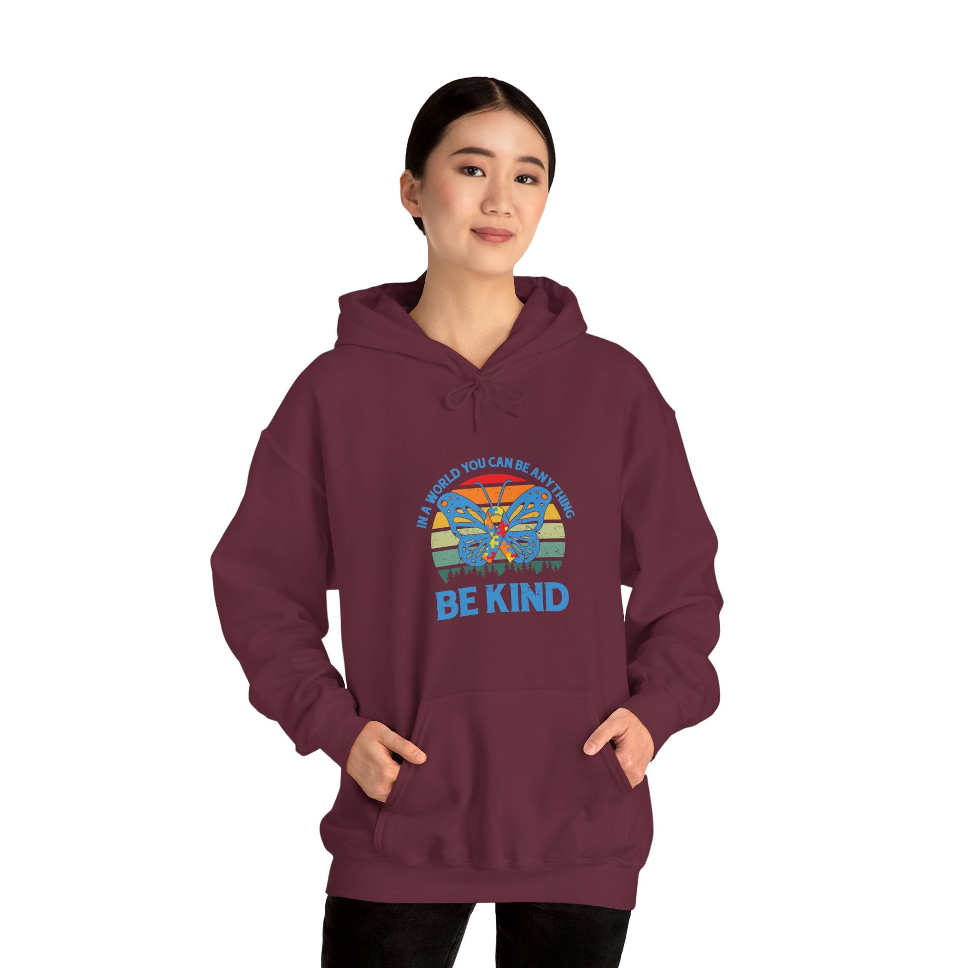 Hoodie IN A WORLD YOU CAN BE ANYTHING Hoodie – Be Kind Autism Advocate Hoodie