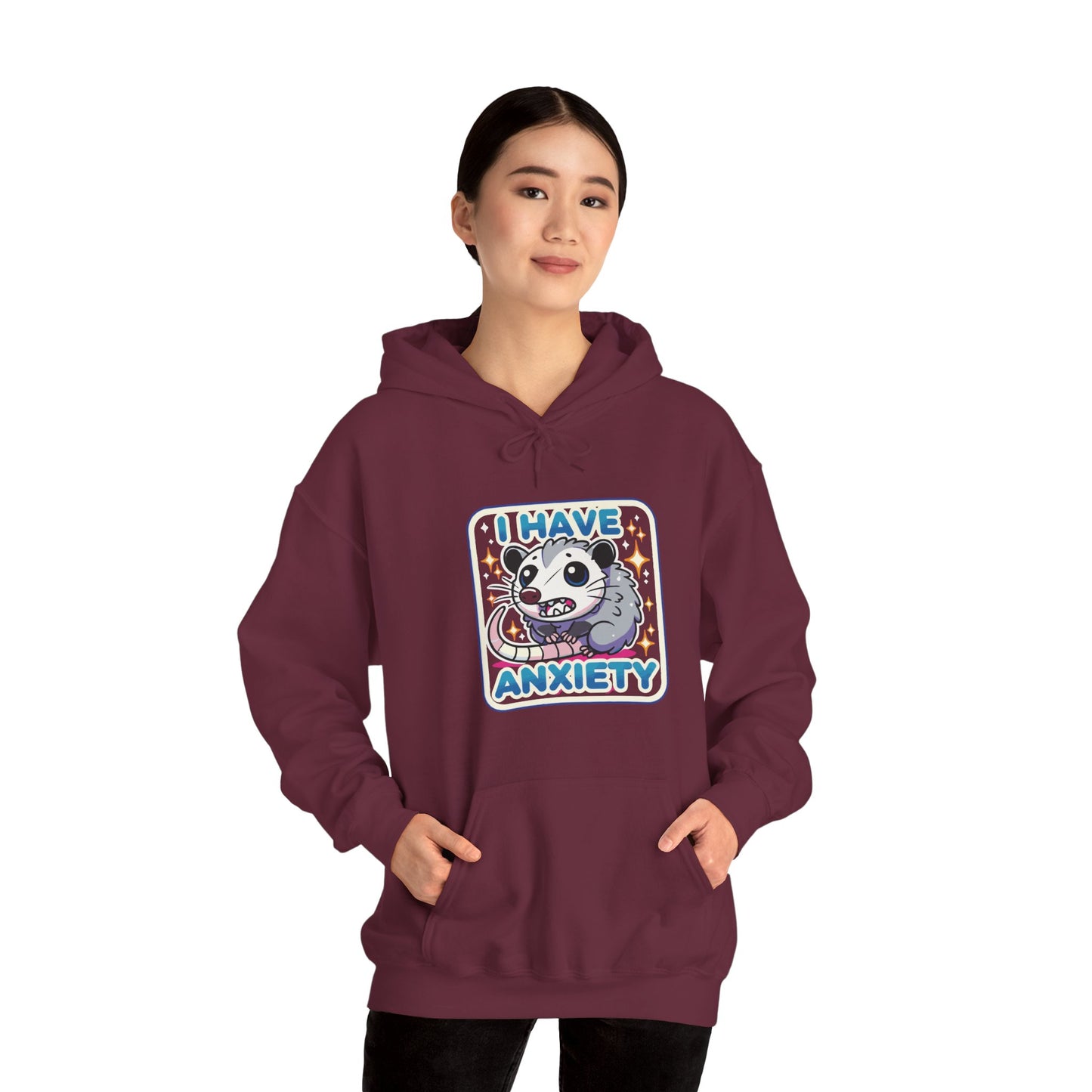 Hoodie I Have Anxiety Hoodie – Funny Opossum Hoodie for Women