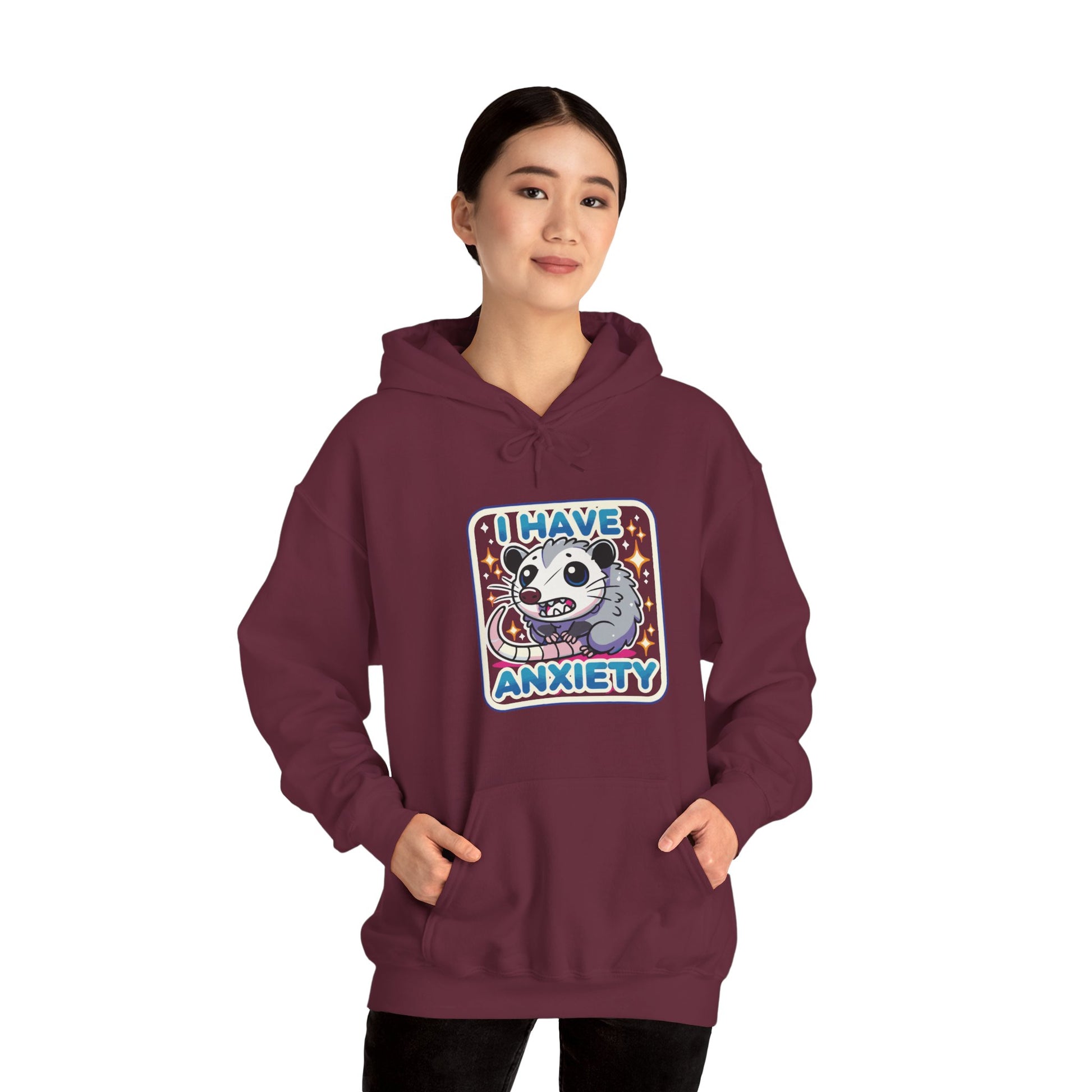 Hoodie I Have Anxiety Hoodie – Funny Opossum Hoodie for Women