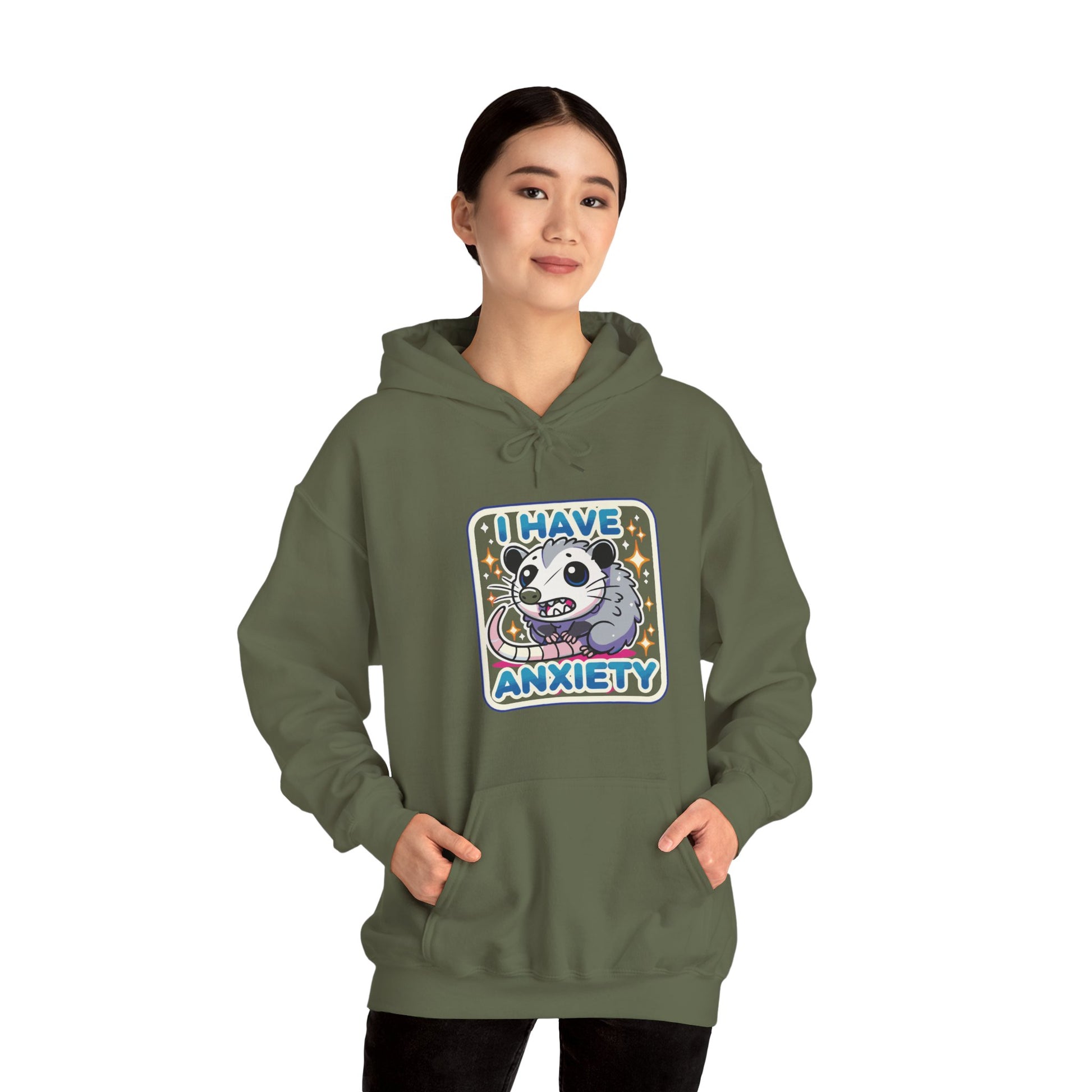 Hoodie I Have Anxiety Hoodie – Funny Opossum Hoodie for Women