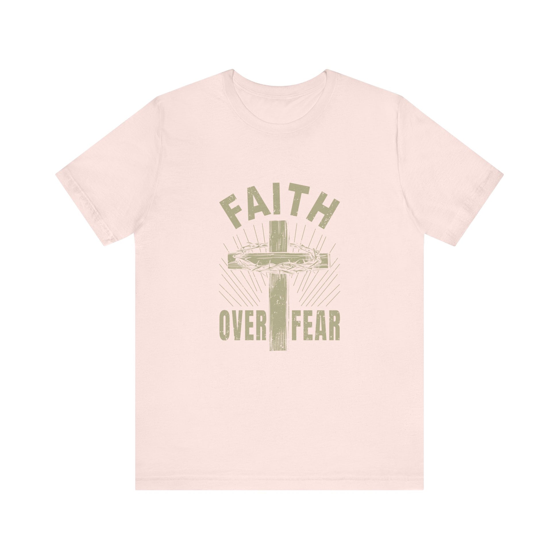 Soft Pink Empowering Message Tee – Faith Over Fear Shirt for Men & Women