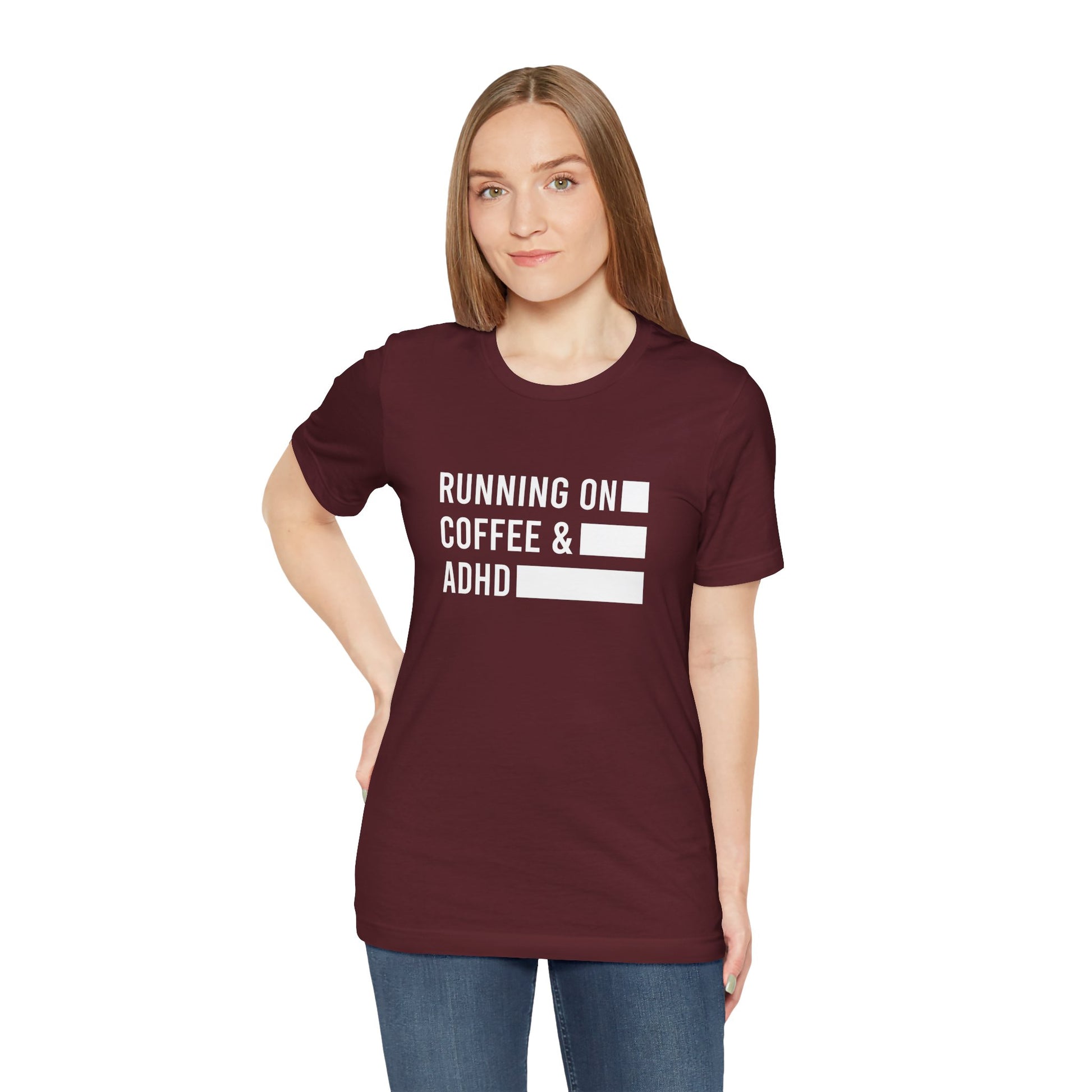 T-Shirt RUNNING ON COFFEE & ADHD – Funny ADHD T-Shirt for Adults