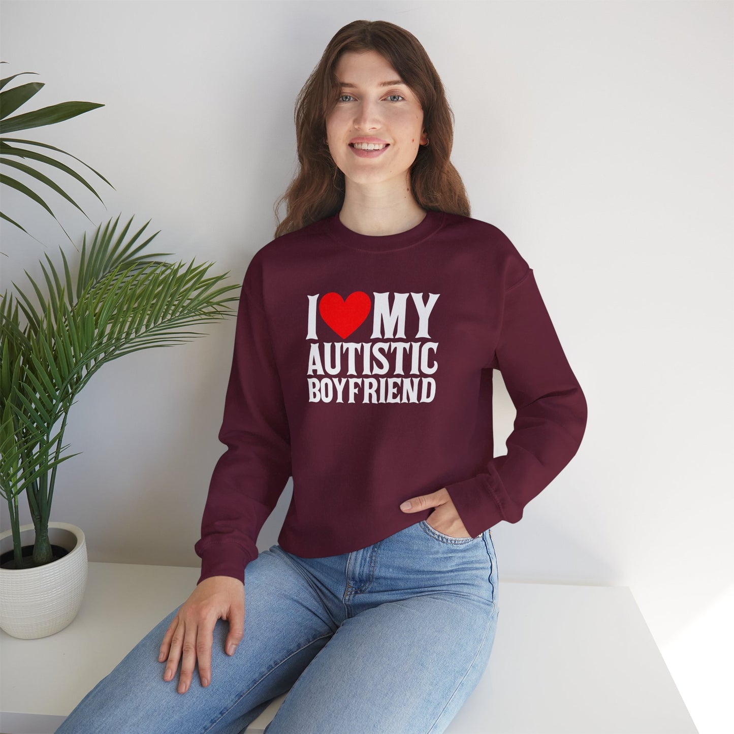 Sweatshirt I Love My Autistic Boyfriend Autism Sweatshirt for Women