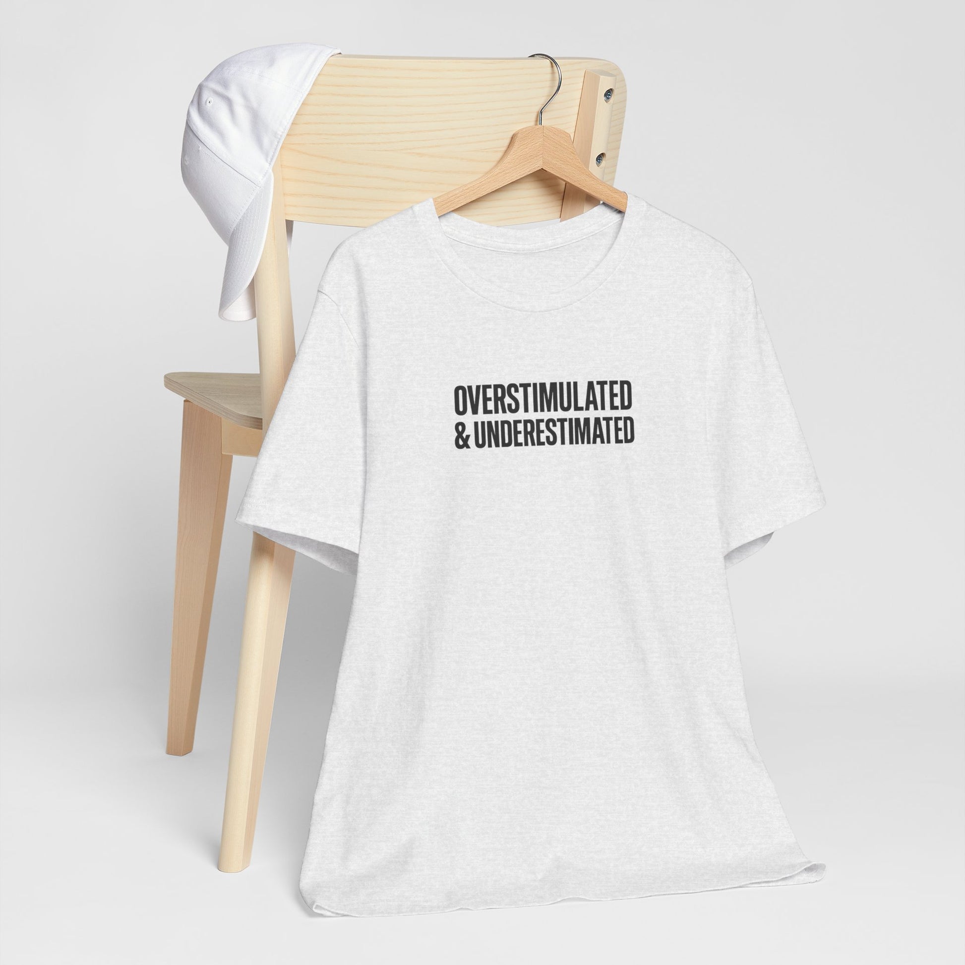 T-Shirt OVERSTIMULATED & UNDERESTIMATED ADHD Minimalist Graphic T-Shirt