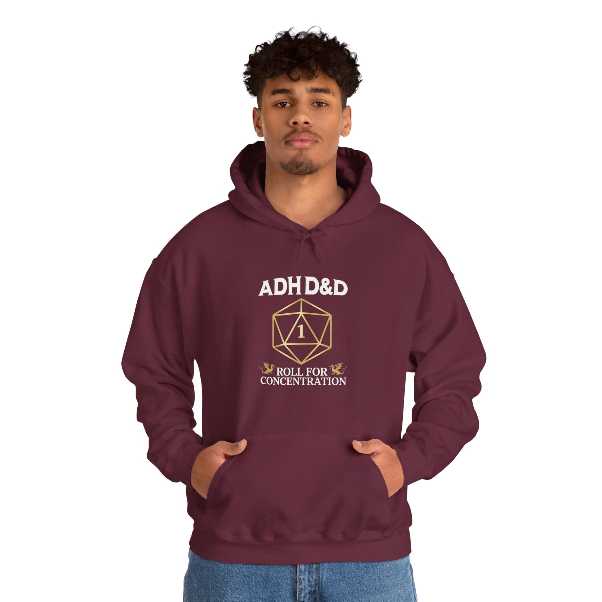 Hoodie ADHD&D Roll for Concentration Hoodie – Funny ADHD Graphic Hoodie