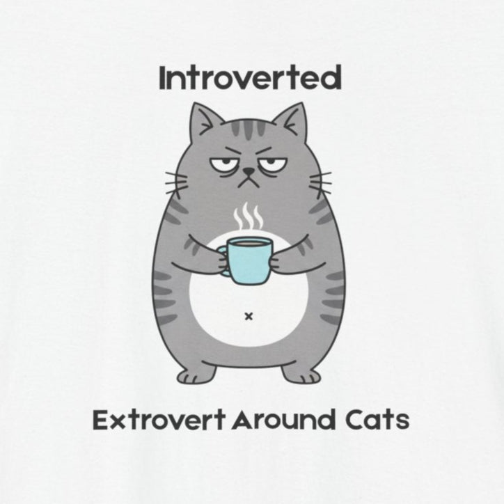 T-Shirt Introverted Extrovert Around Cats Shirt – Funny Cat Lover Tee