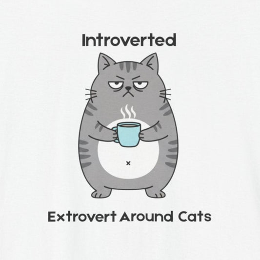 T-Shirt Introverted Extrovert Around Cats Shirt – Funny Cat Lover Tee