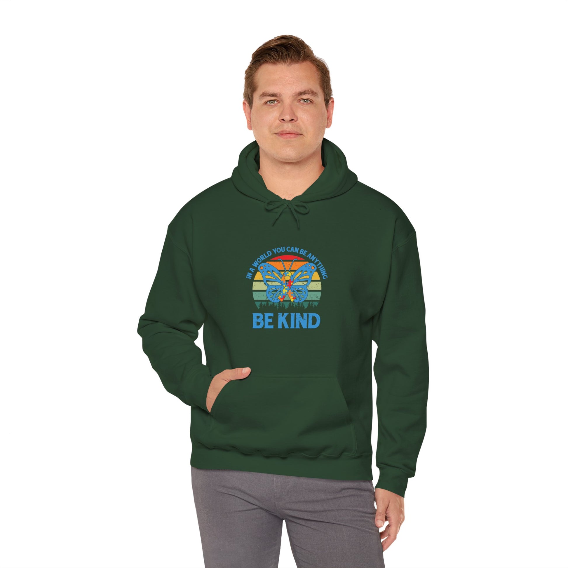 Hoodie IN A WORLD YOU CAN BE ANYTHING Hoodie – Be Kind Autism Advocate Hoodie