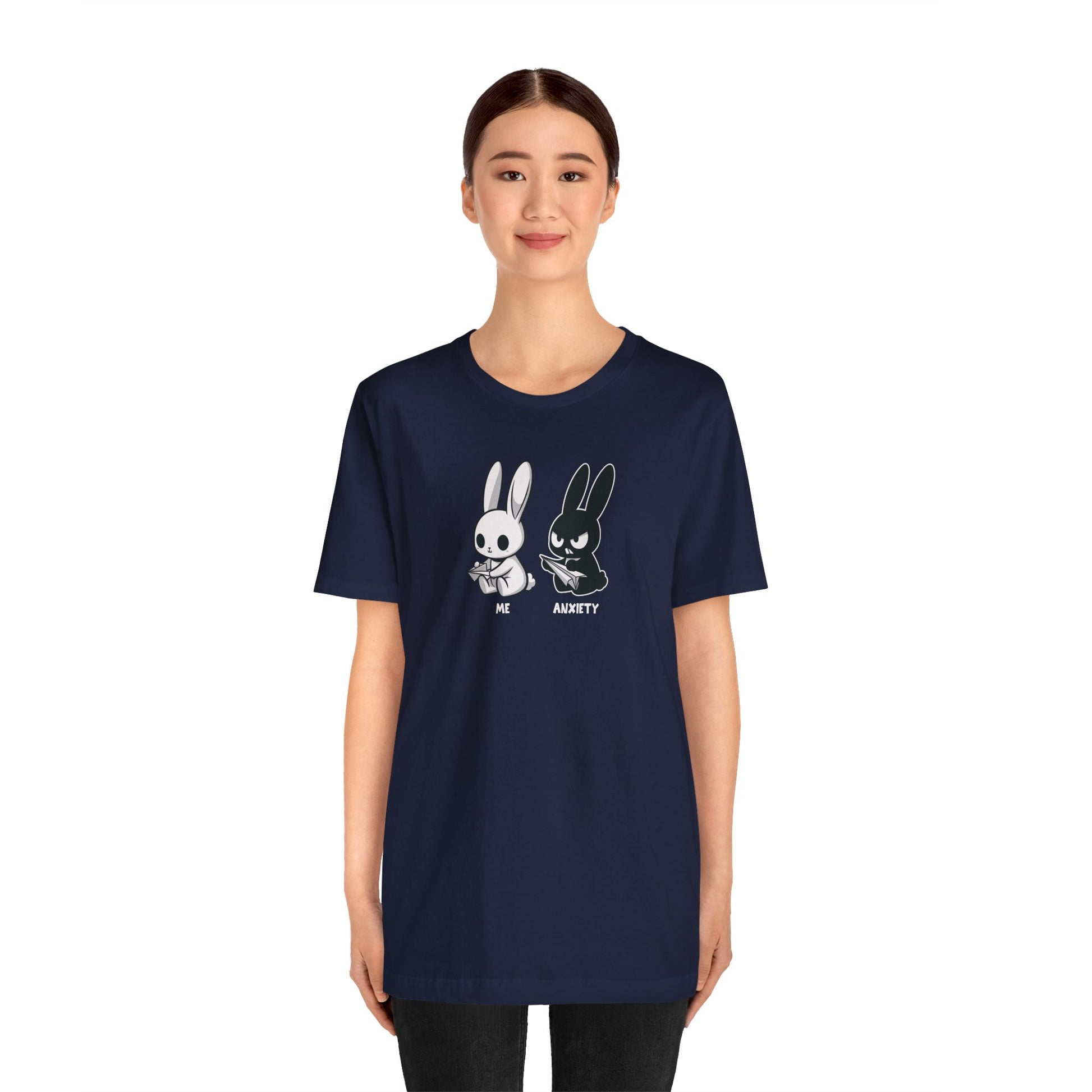 T-Shirt ME vs ANXIETY Rabbit Shirt – Funny Anxiety Shirt for Animal Lovers