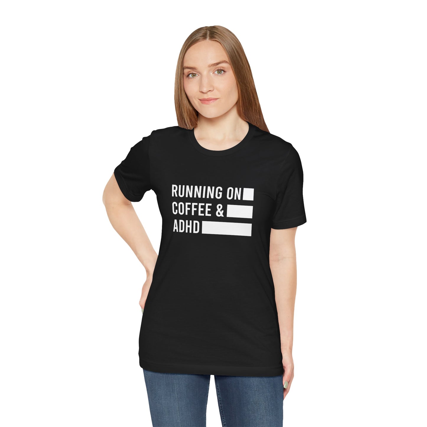 T-Shirt RUNNING ON COFFEE & ADHD – Funny ADHD T-Shirt for Adults