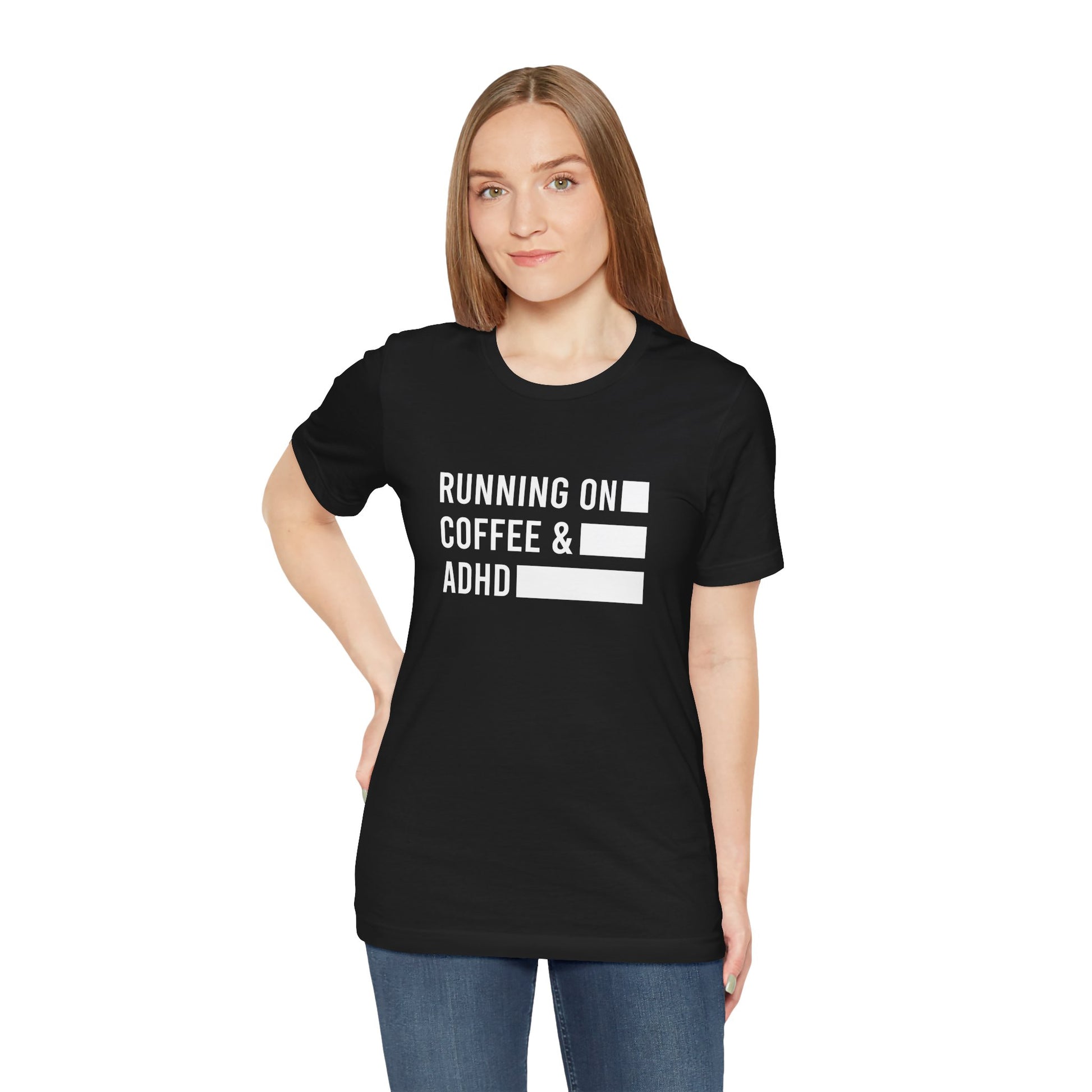 T-Shirt RUNNING ON COFFEE & ADHD – Funny ADHD T-Shirt for Adults