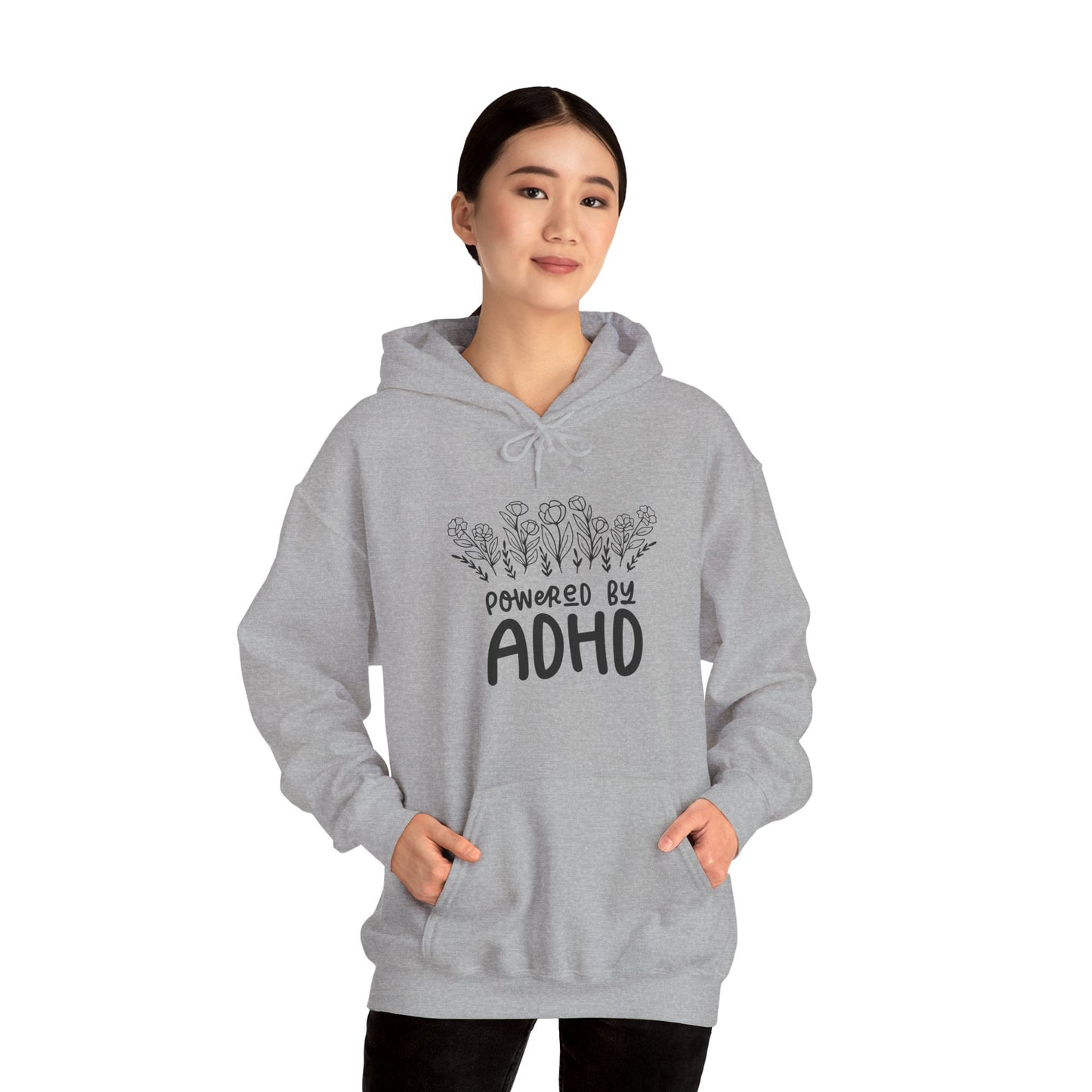 POWERED BY ADHD – Floral Minimalist ADHD Hoodie for Awareness