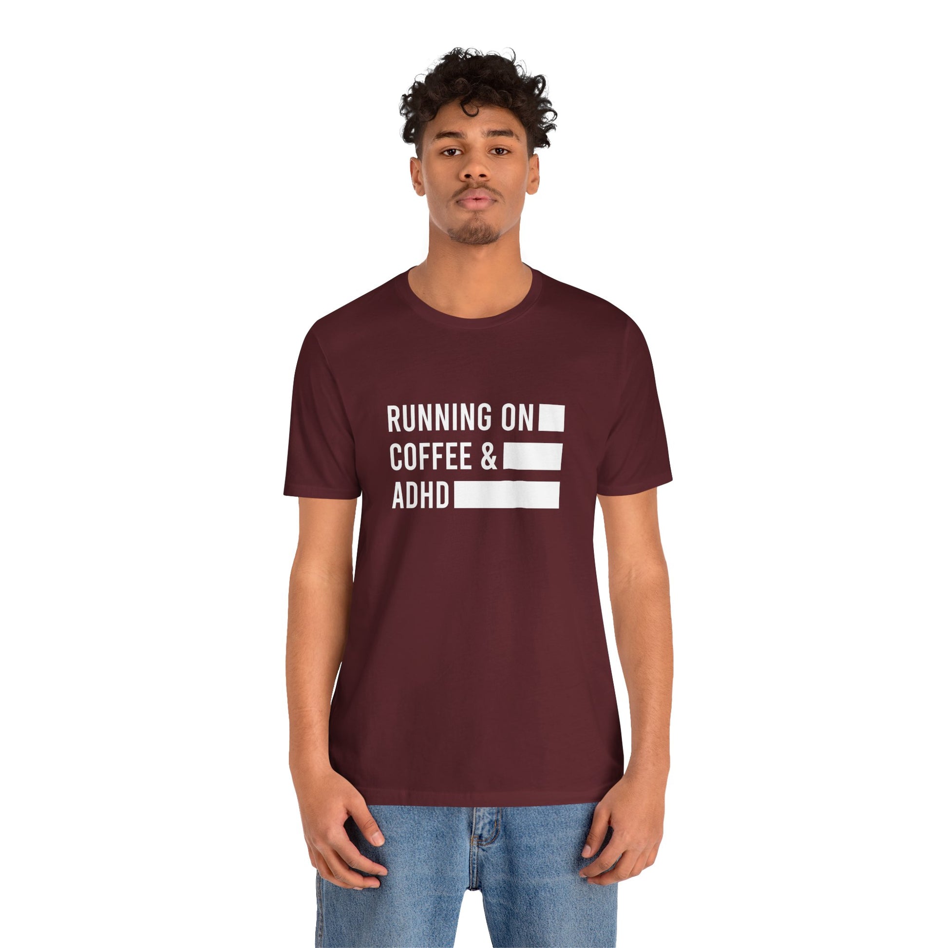 T-Shirt RUNNING ON COFFEE & ADHD – Funny ADHD T-Shirt for Adults