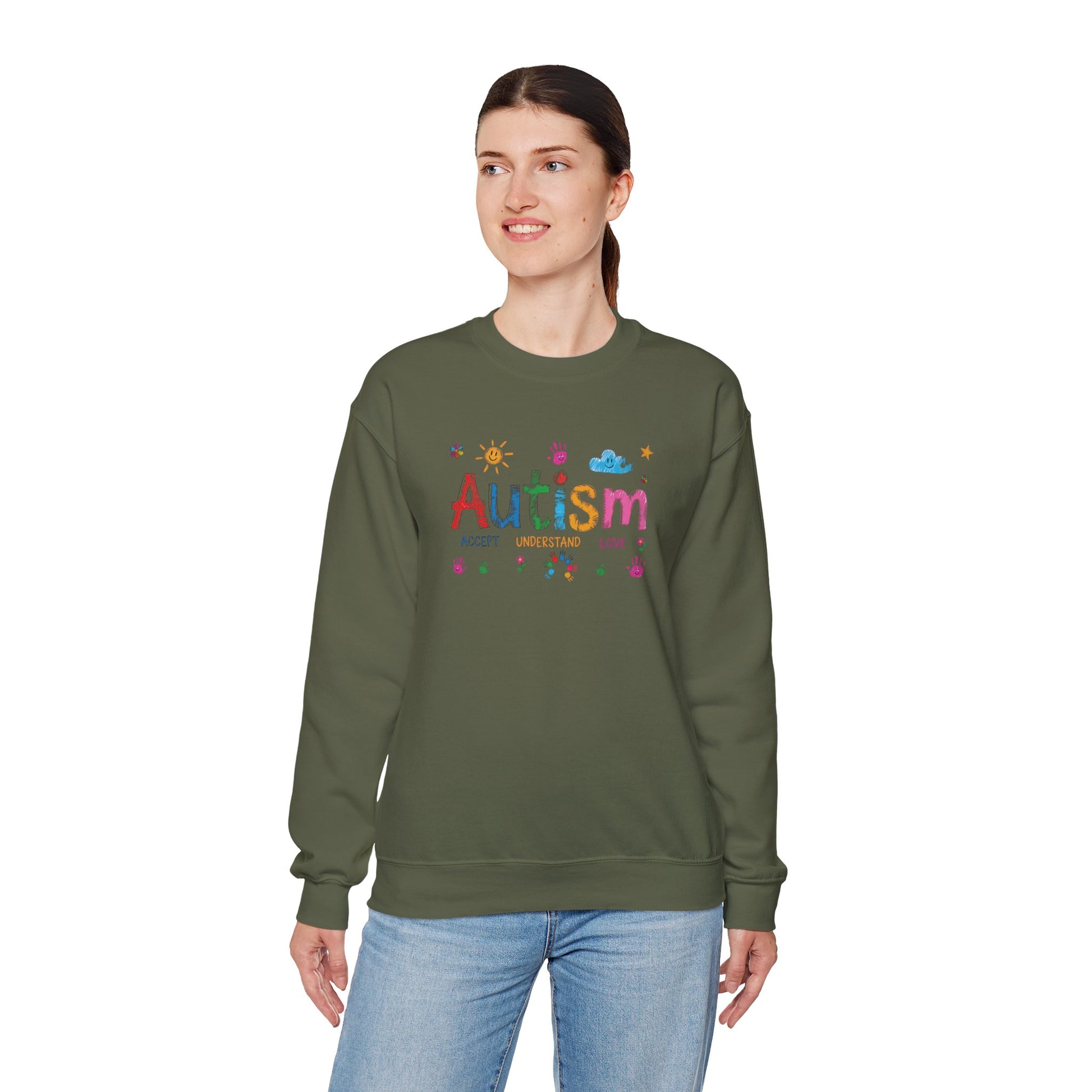 Sweatshirt Accept Understand Love Autism Sweatshirt with Playful Design