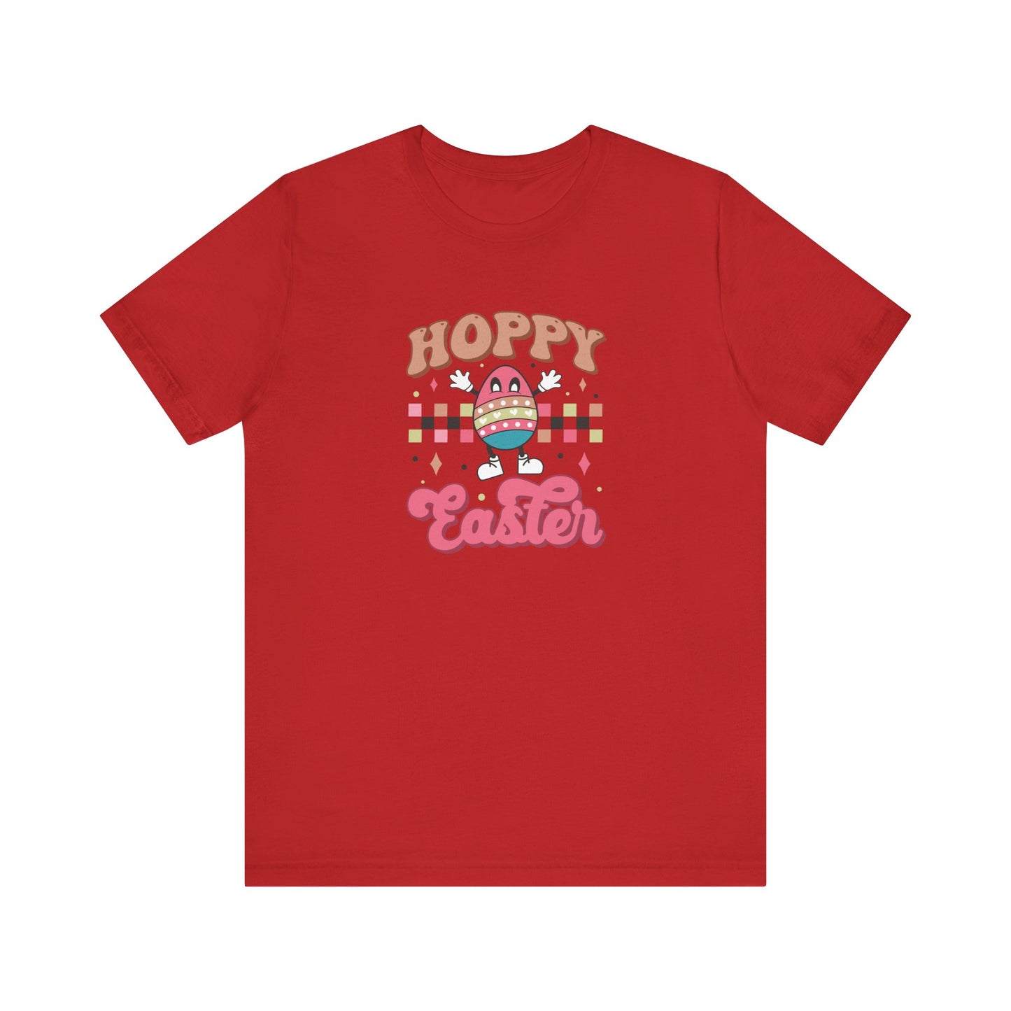 Red Pop Culture Easter Shirt – Hoppy Easter Tee for Women