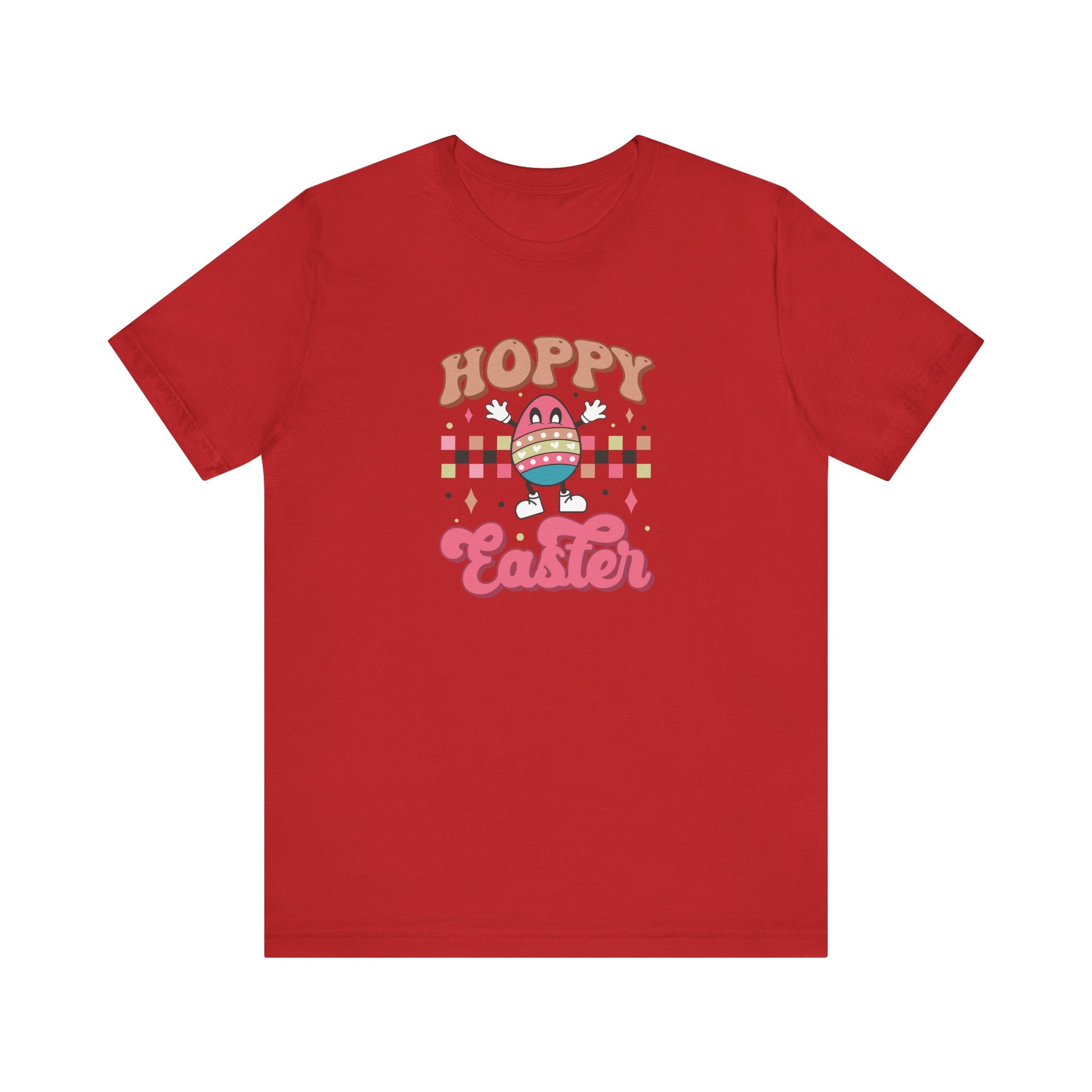 Red Pop Culture Easter Shirt – Hoppy Easter Tee for Women