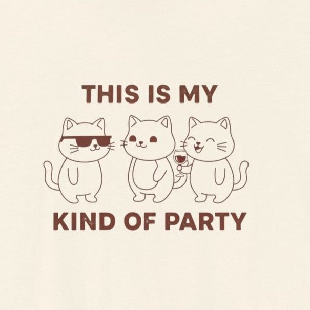 T-Shirt This Is My Kind of Party Cat Shirt – Funny Cartoon Wine T-Shirt