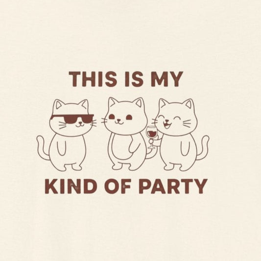 T-Shirt This Is My Kind of Party Cat Shirt – Funny Cartoon Wine T-Shirt