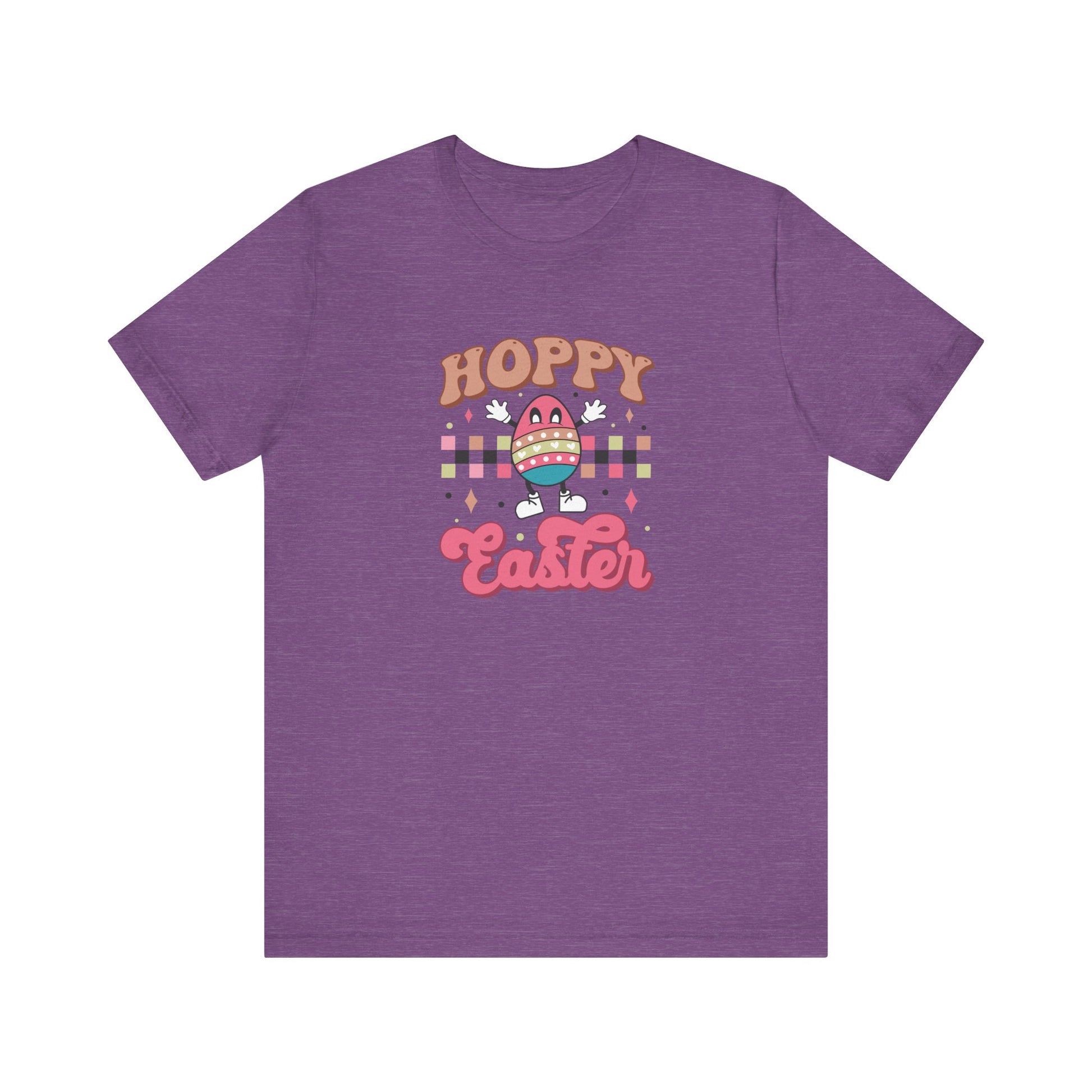 Heather Team Purple Pop Culture Easter Shirt – Hoppy Easter Tee for Women
