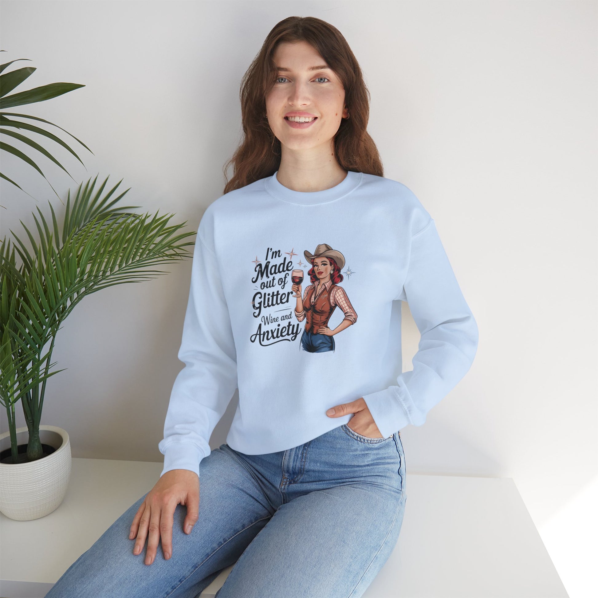 Sweatshirt I'm Made out of Glitter Wine and Anxiety – Anxious Sweatshirt for Women