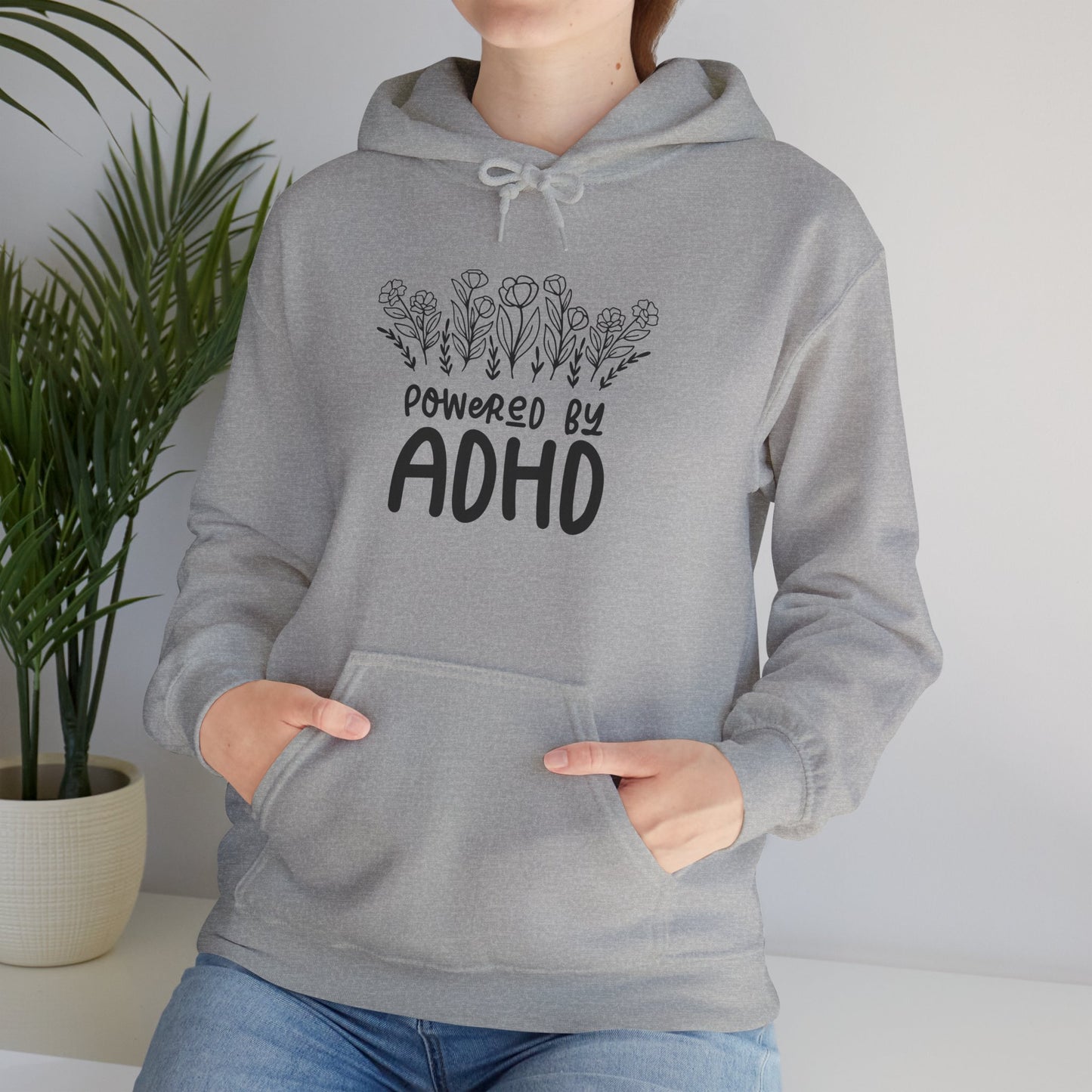 POWERED BY ADHD – Floral Minimalist ADHD Hoodie for Awareness